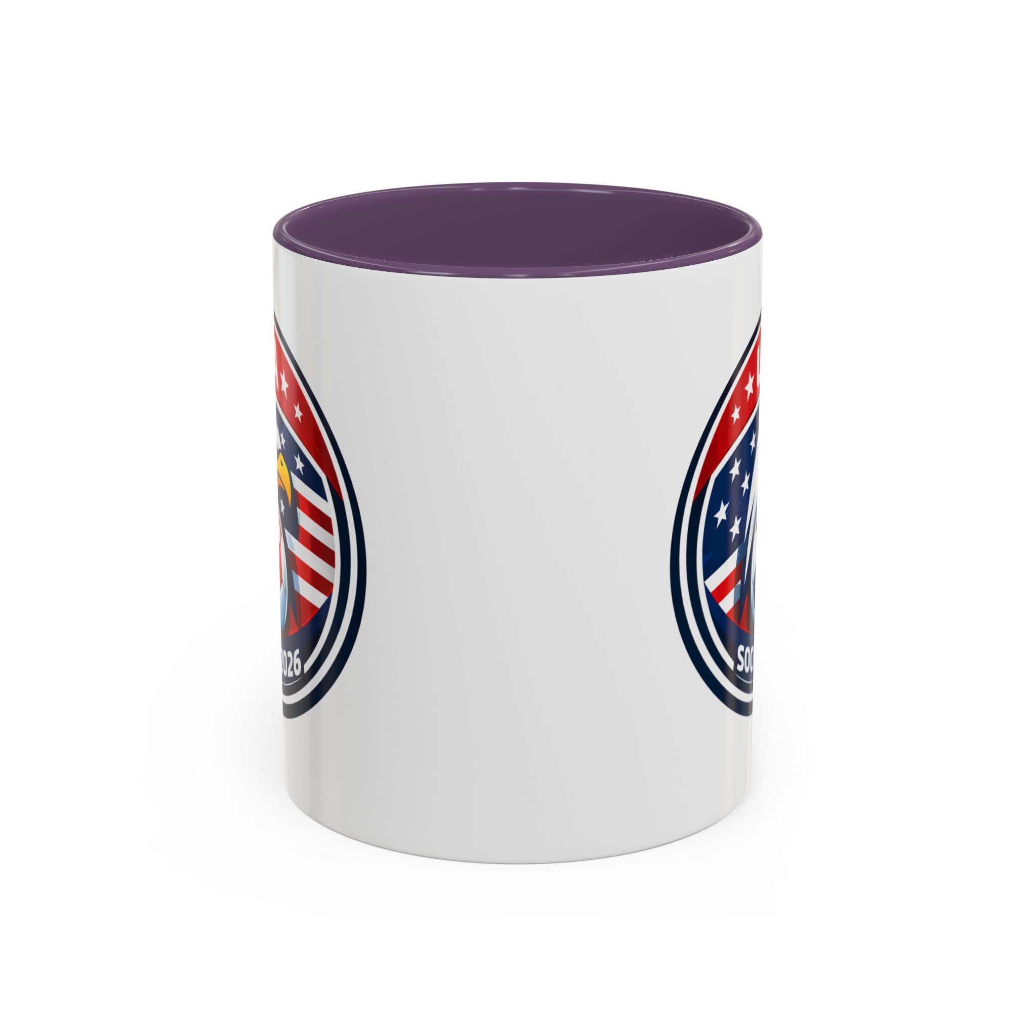 USA Soccer 2026 Accent Coffee Mug — Eagle & Flag Soccer Team Fan Gift (11/15oz)