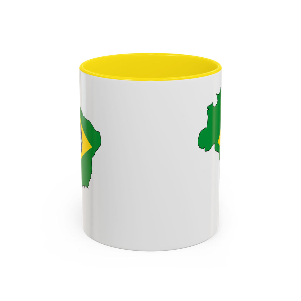 Brazil Map Coffee Mug — Brazilian Flag Accent 11/15oz