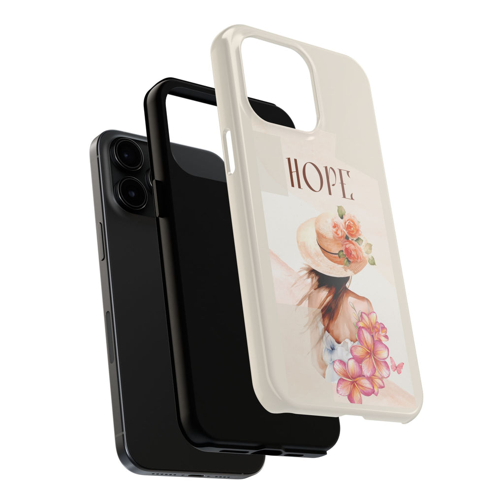 Hope Floral Tough Phone Case — Protective iPhone Case with Watercolor Girl & Flowers
