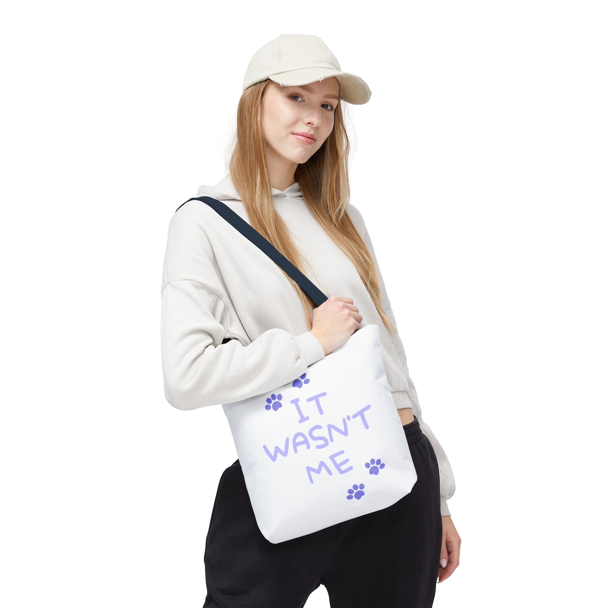 Cat Paw Print Tote — "It Wasn't Me" Funny Cat Tote Bag