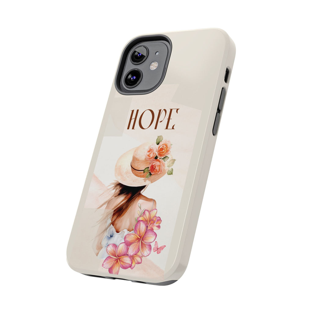 Hope Floral Tough Phone Case — Protective iPhone Case with Watercolor Girl & Flowers
