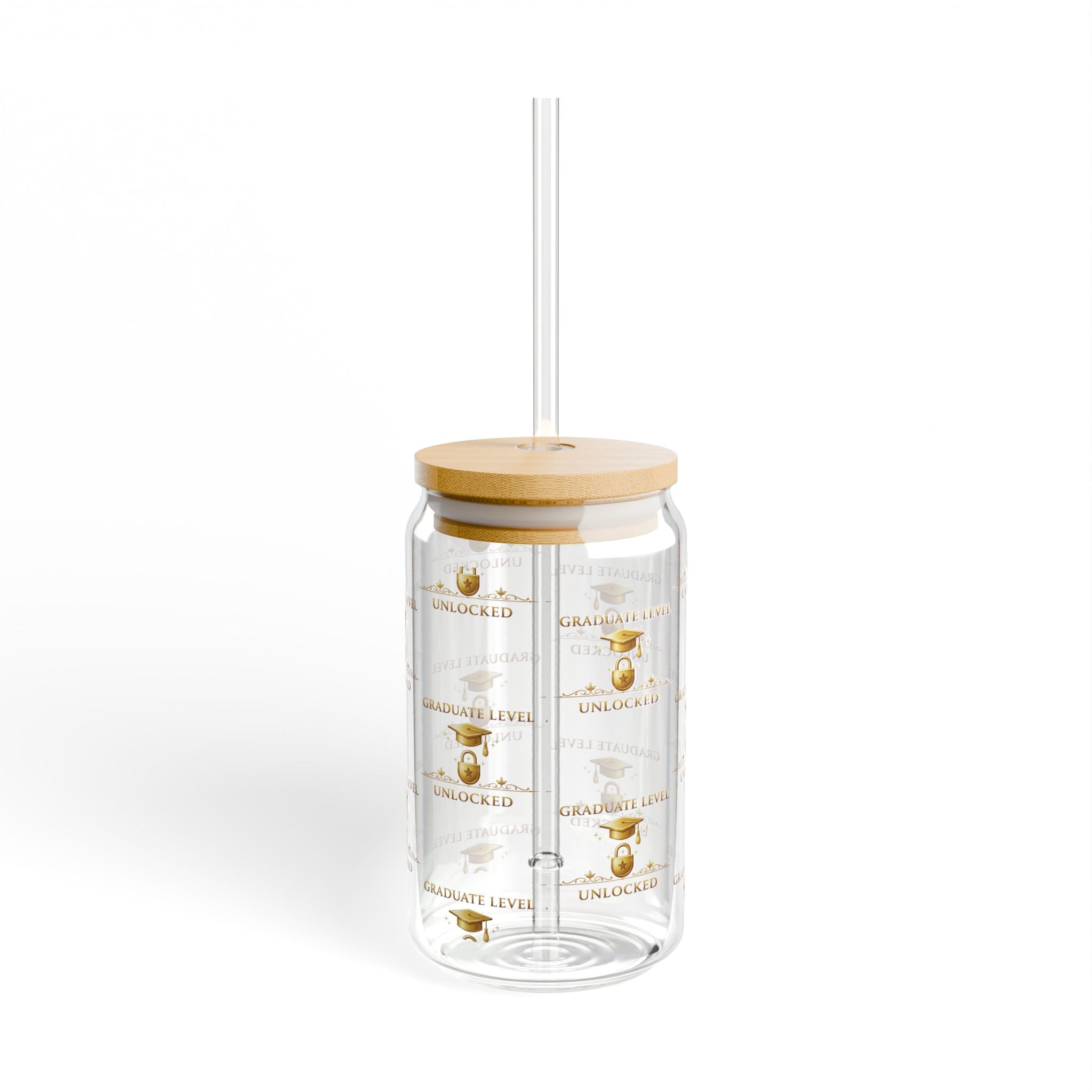 Graduation Sipper Glass 16oz — Reusable Bamboo Lid & Straw Tumbler (Celebrate Grad)