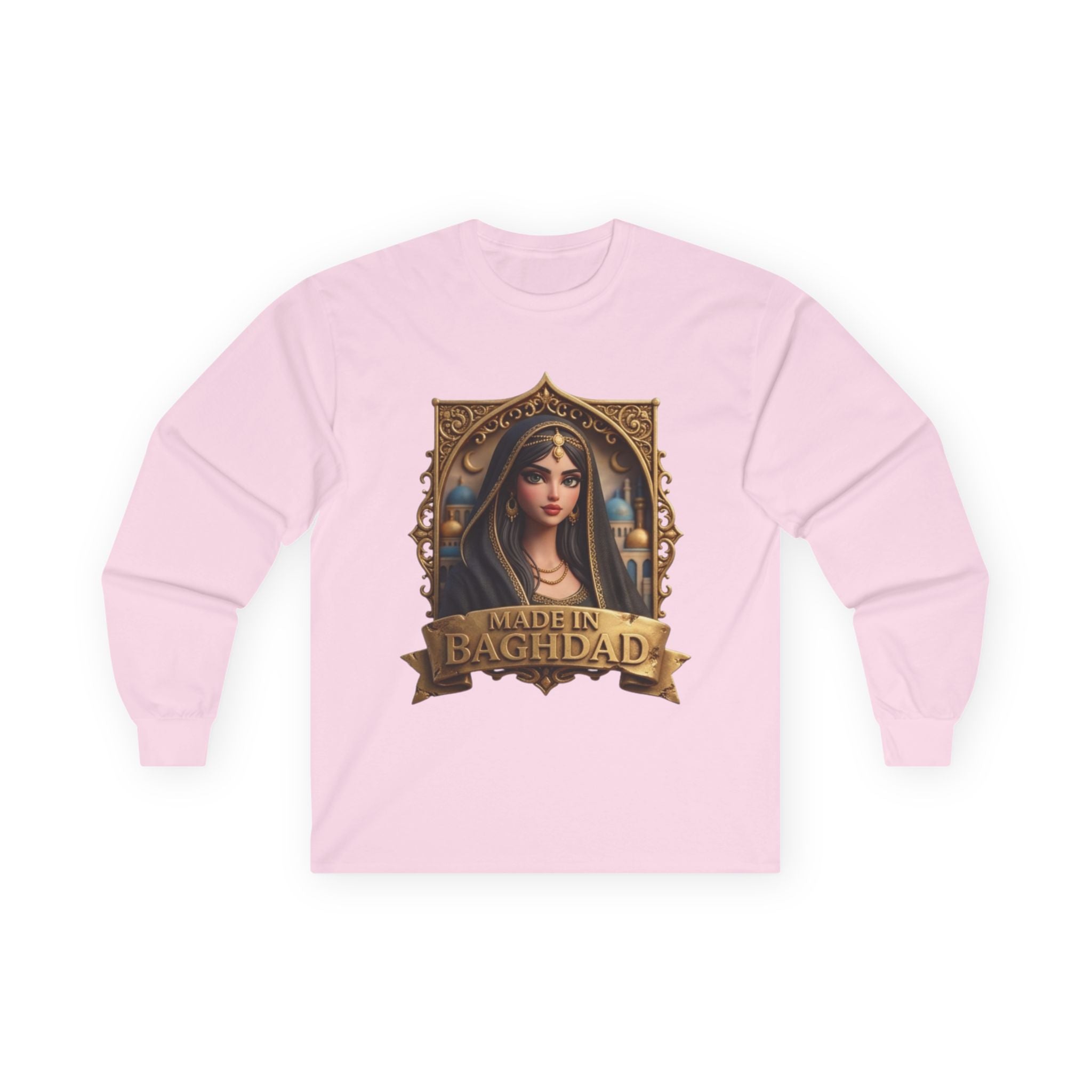 Baghdad Maiden Long Sleeve Tee — Vintage Middle Eastern Portrait Graphic