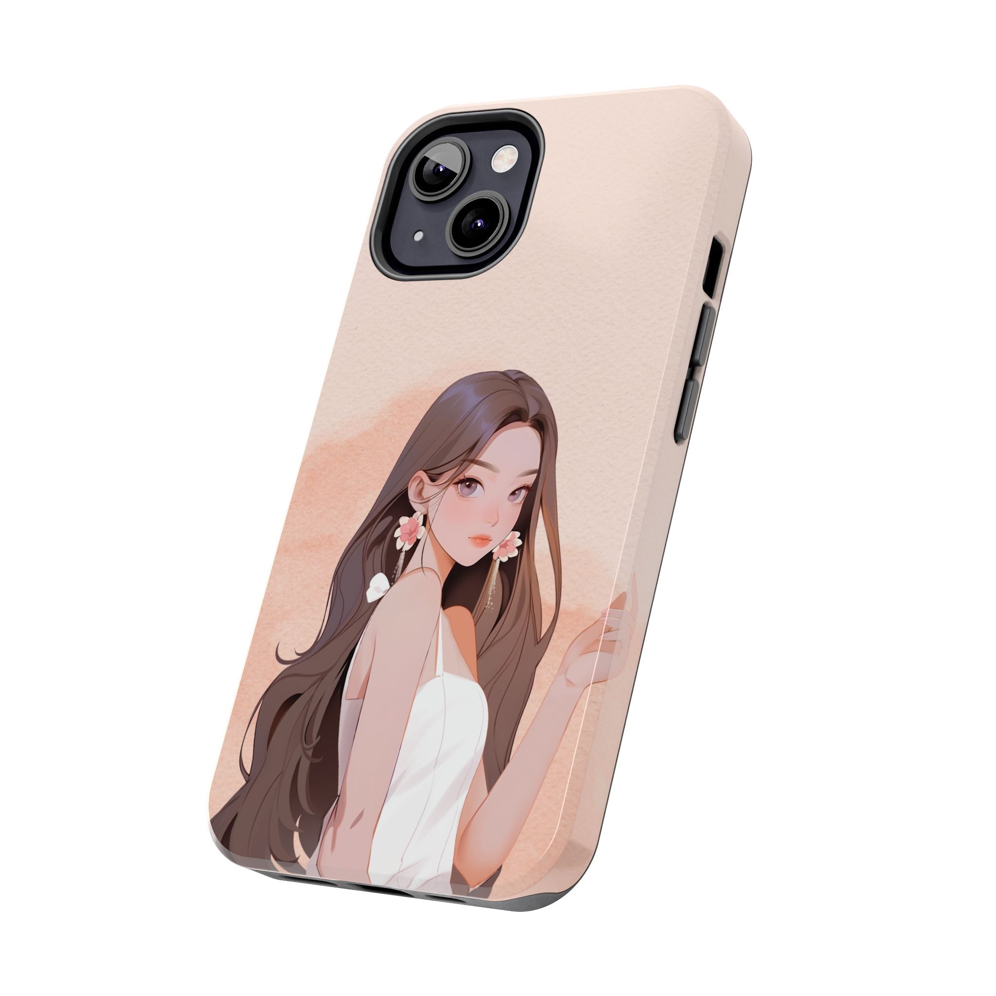 Tough Phone Case — Elegant Anime Girl Illustration, Protective Slim Phone Cover
