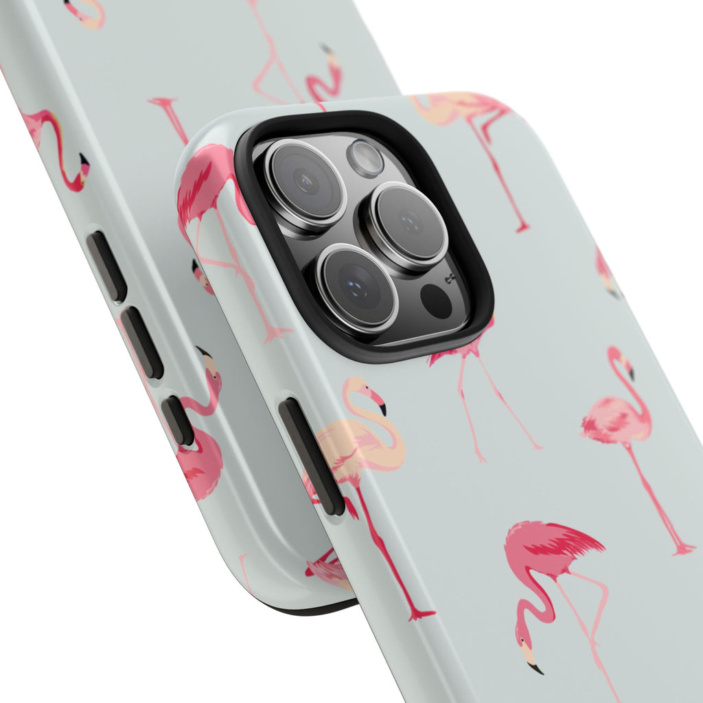 Flamingo Pattern Tough Phone Case — Cute Pink Birds Protective Phone Cover