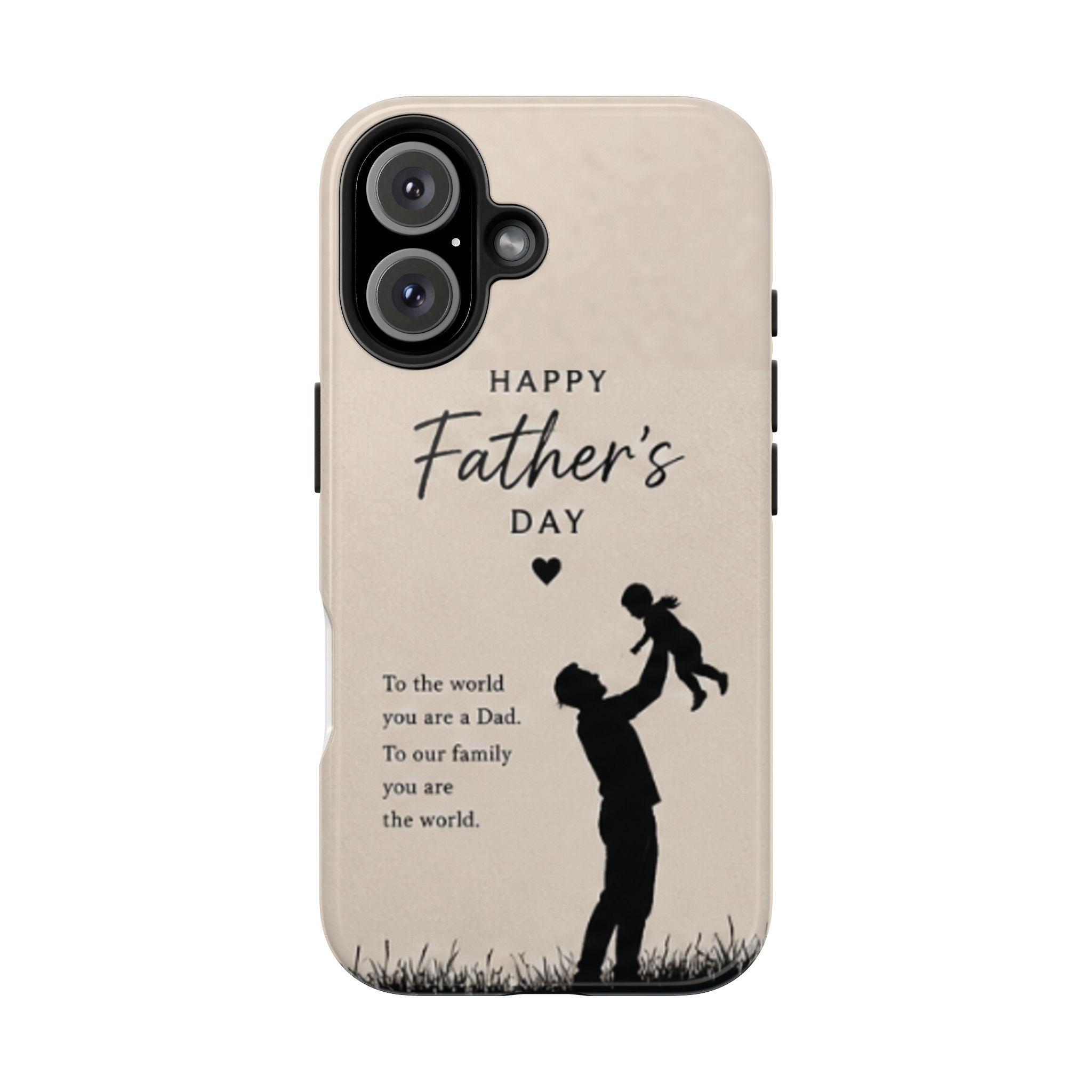 Father's Day Tough Phone Case — "Happy Father's Day" Silhouette Dad & Child Protective Cover