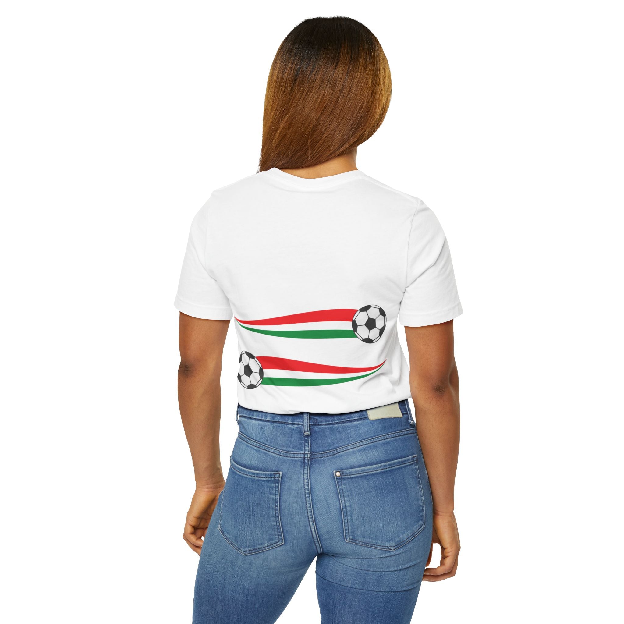 Mexico Soccer T-Shirt — Mexican Flag Heart & Football Stripe Tee