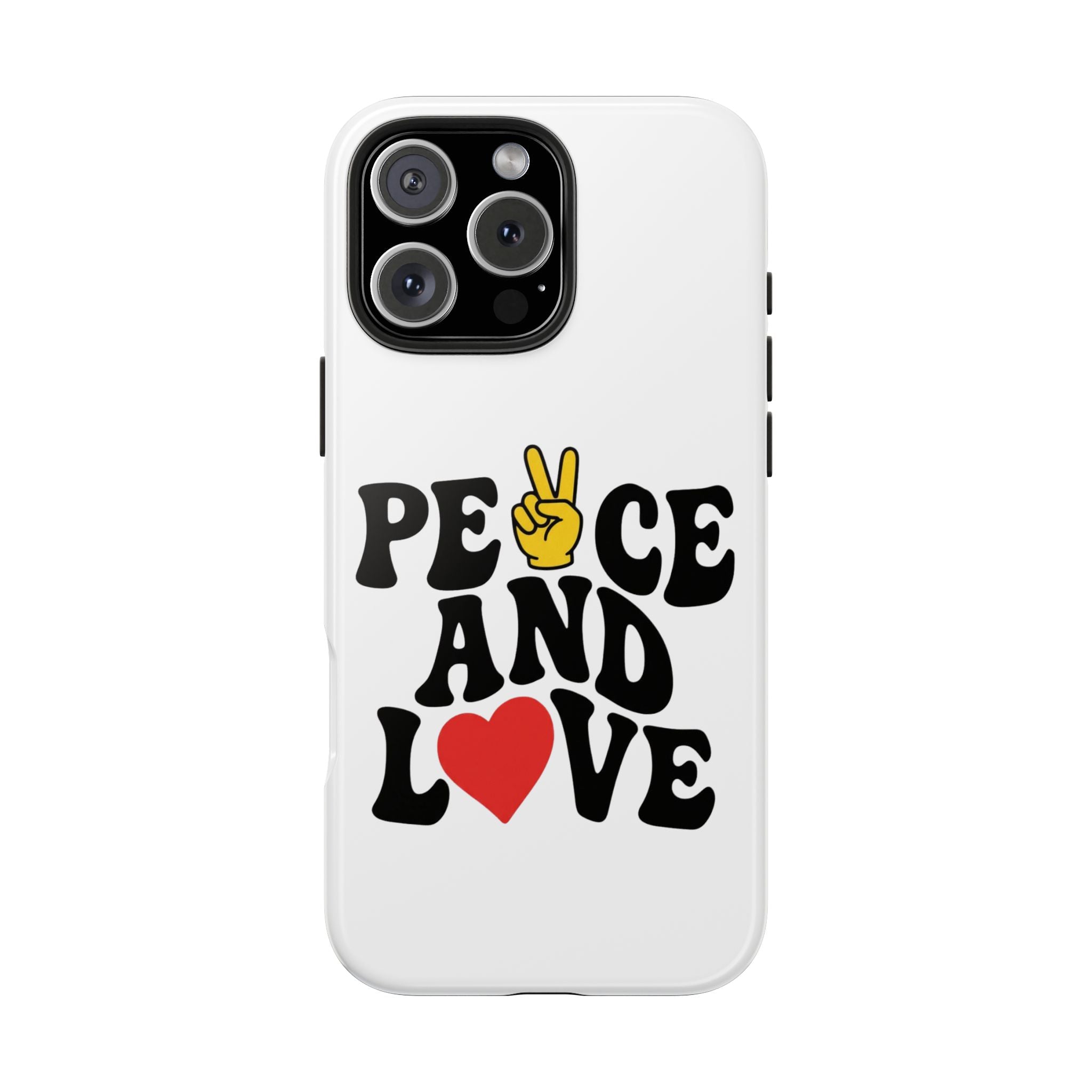 Peace and Love Tough Phone Case — Retro Peace Sign & Heart Protective Cover