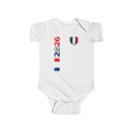 France 2026 Baby Bodysuit - Soccer Cup Infant Onesie with Tricolor Crest