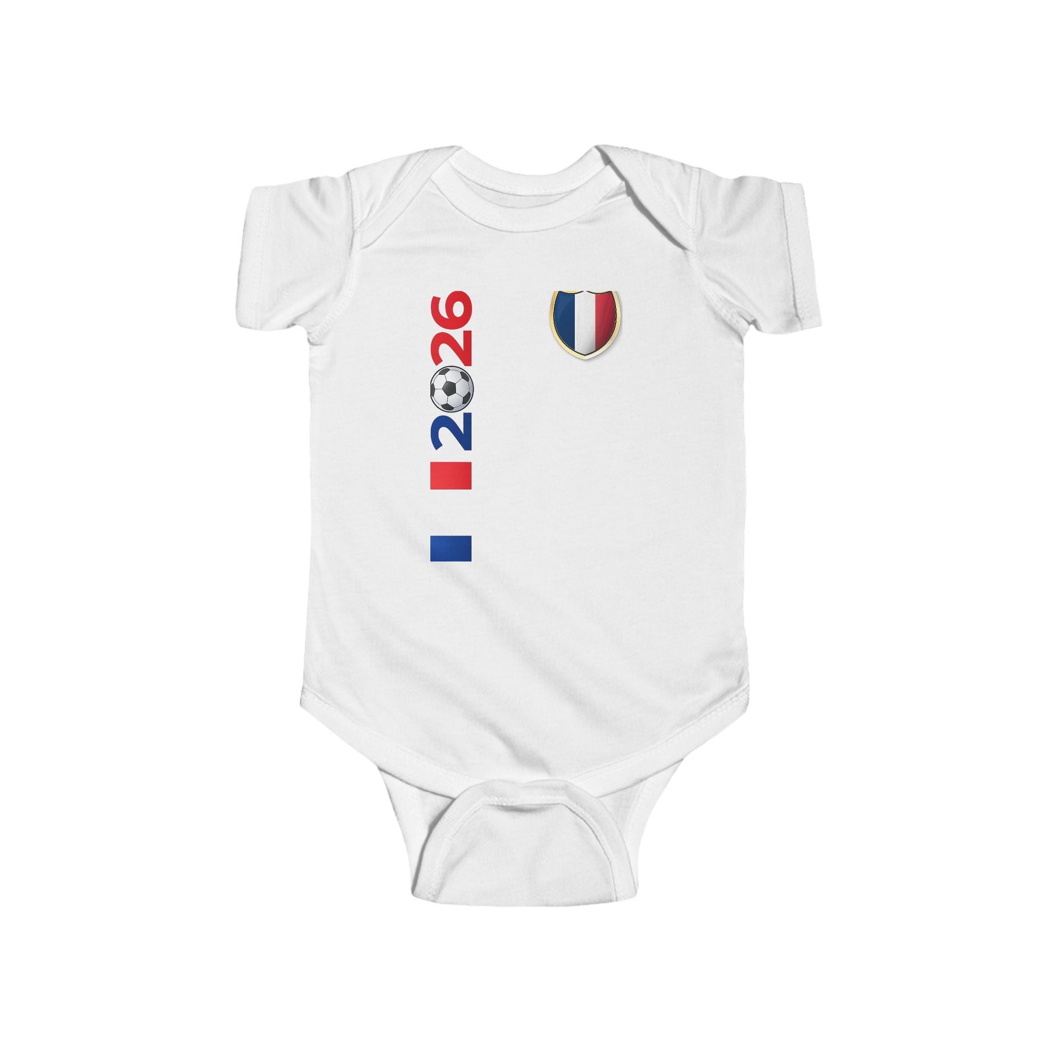 France 2026 Baby Bodysuit - Soccer Cup Infant Onesie with Tricolor Crest