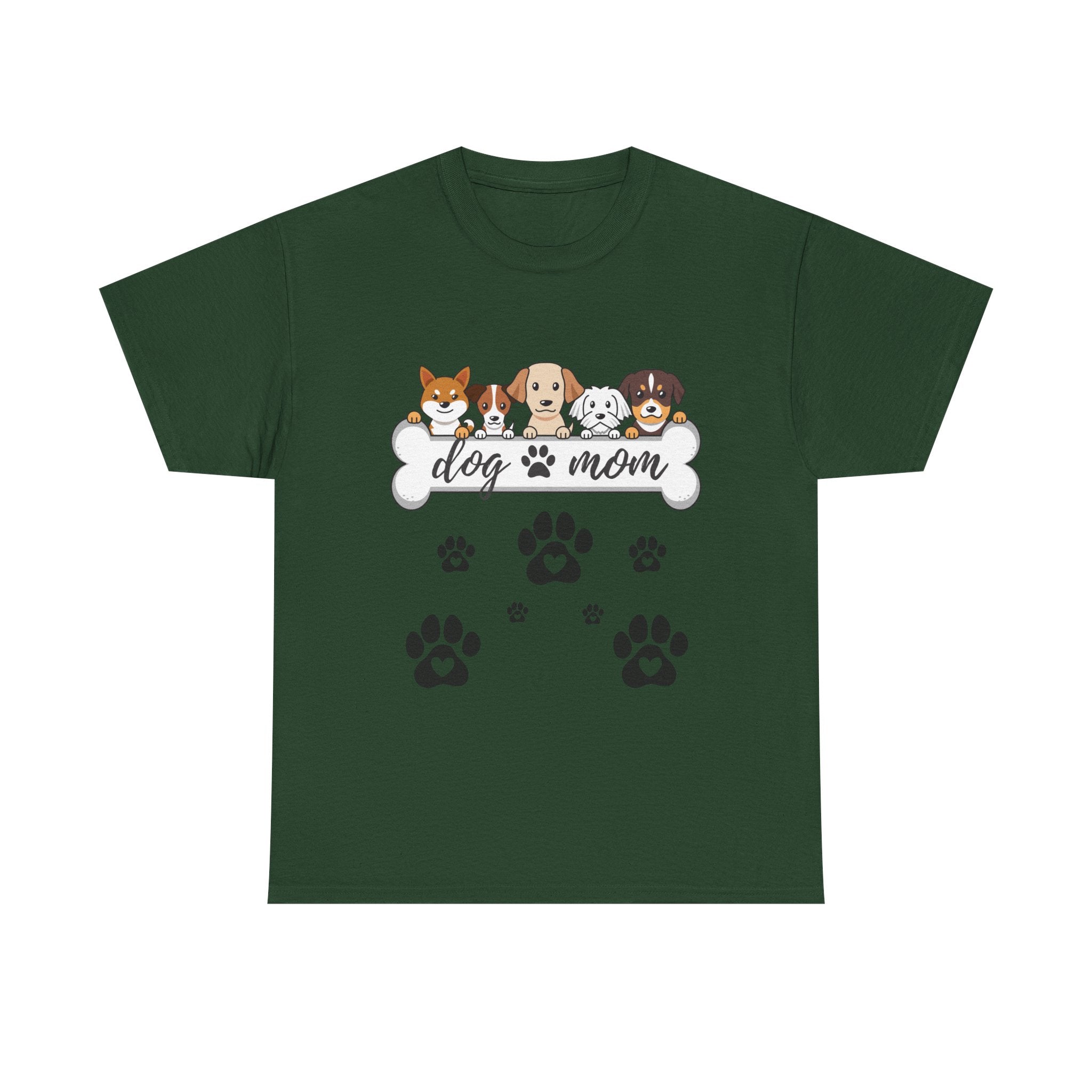Dog Mom T-Shirt — Cute Paw Print & Cartoon Dogs Tee