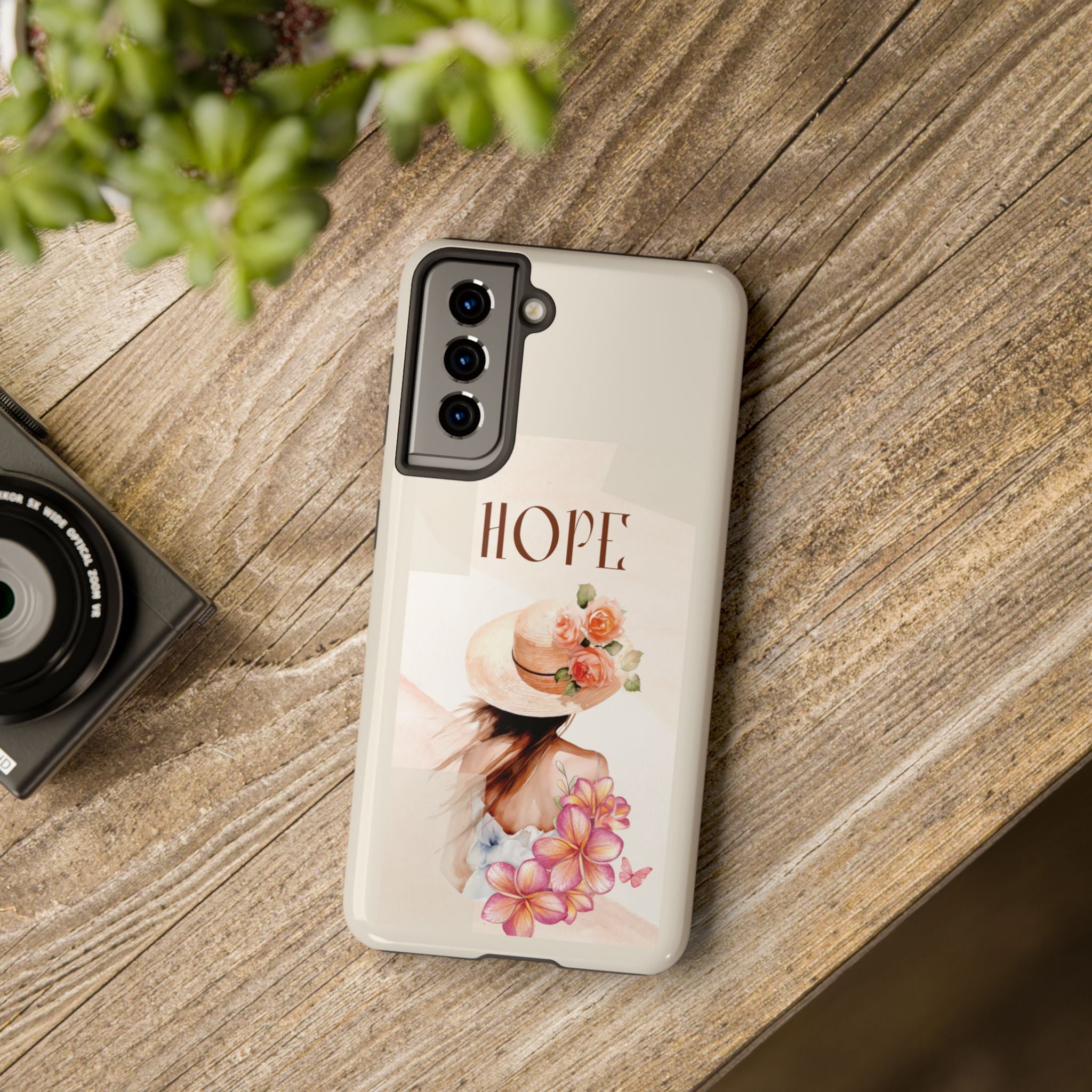 Hope Floral Tough Phone Case — Protective iPhone Case with Watercolor Girl & Flowers