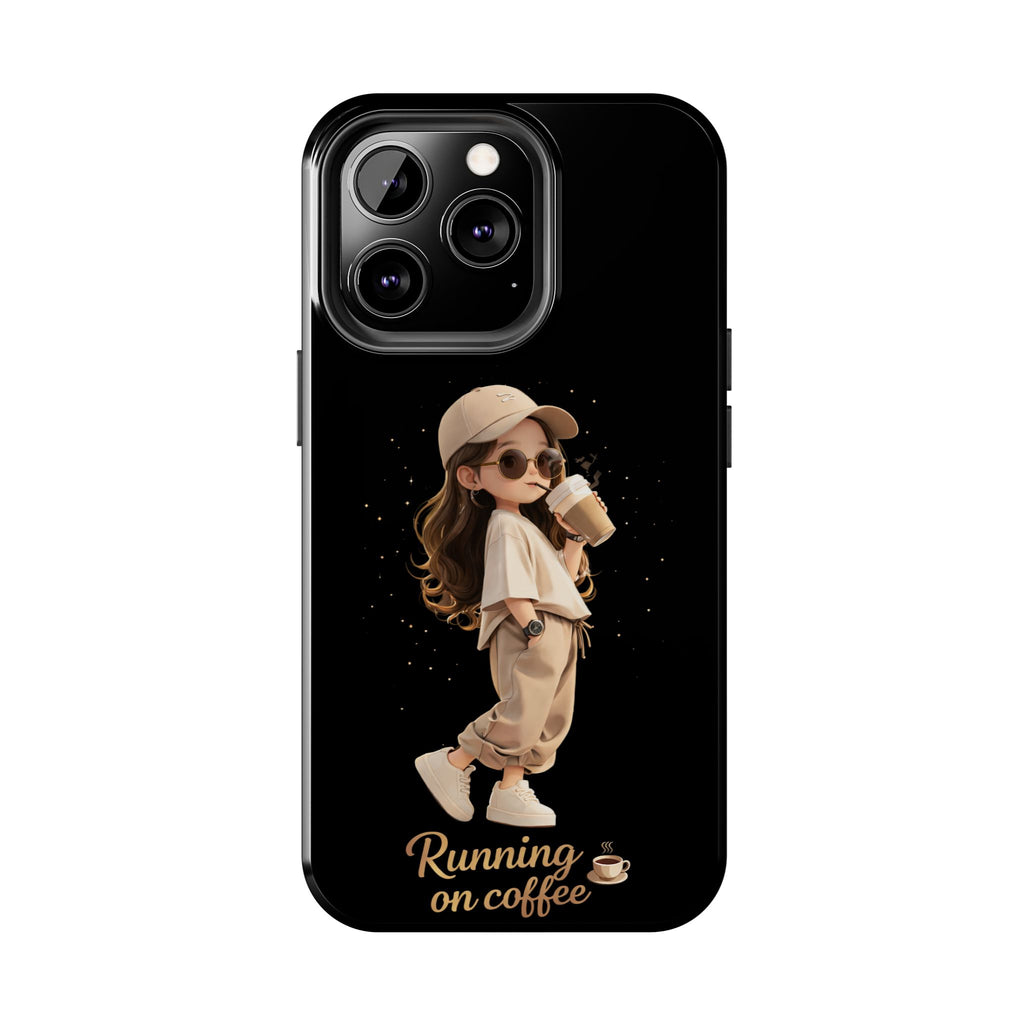 Phone Case — 'Running on Coffee' Cute Coffee Girl Protective Case