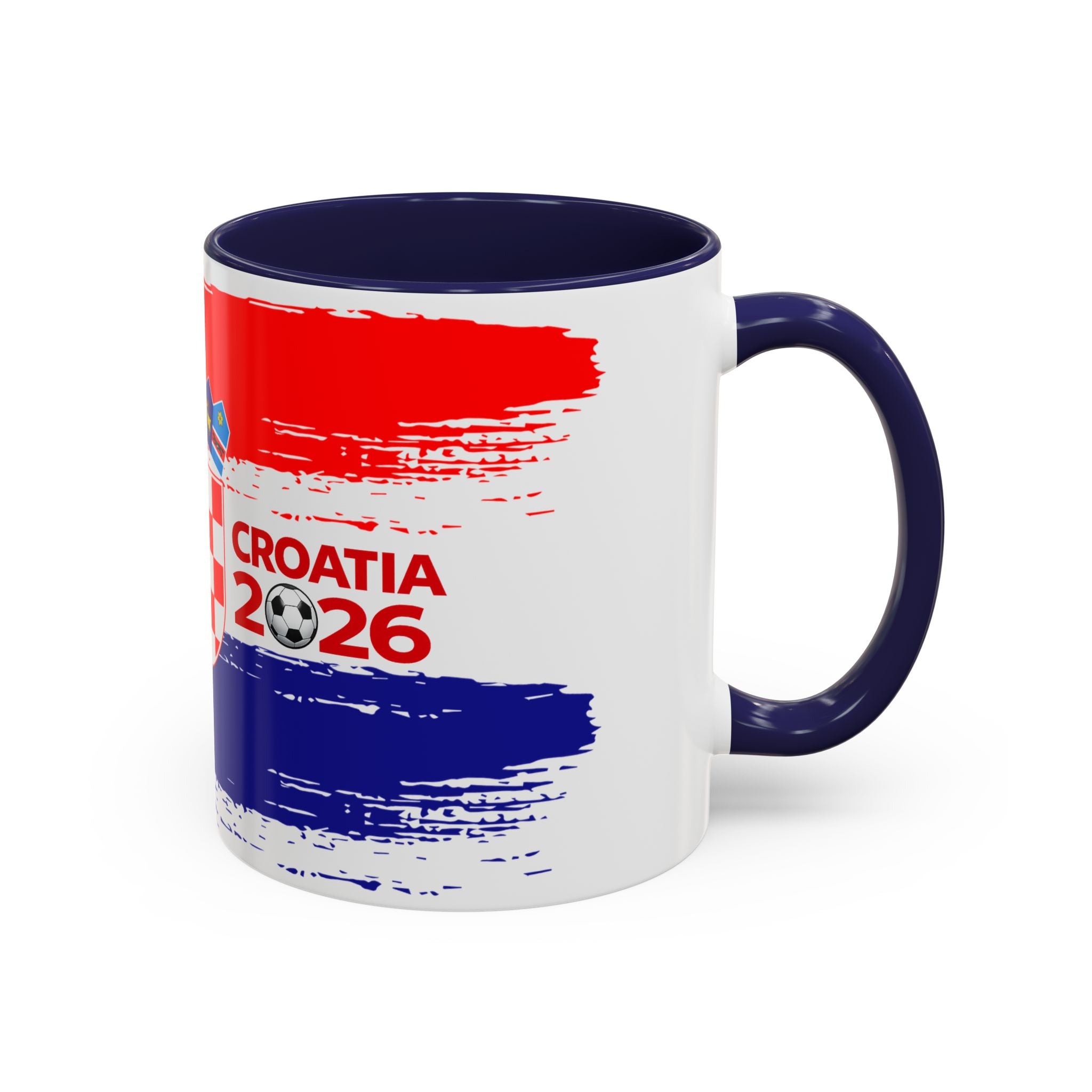 Croatia 2026 Accent Coffee Mug – Red White Blue Crest Soccer Fan Gift