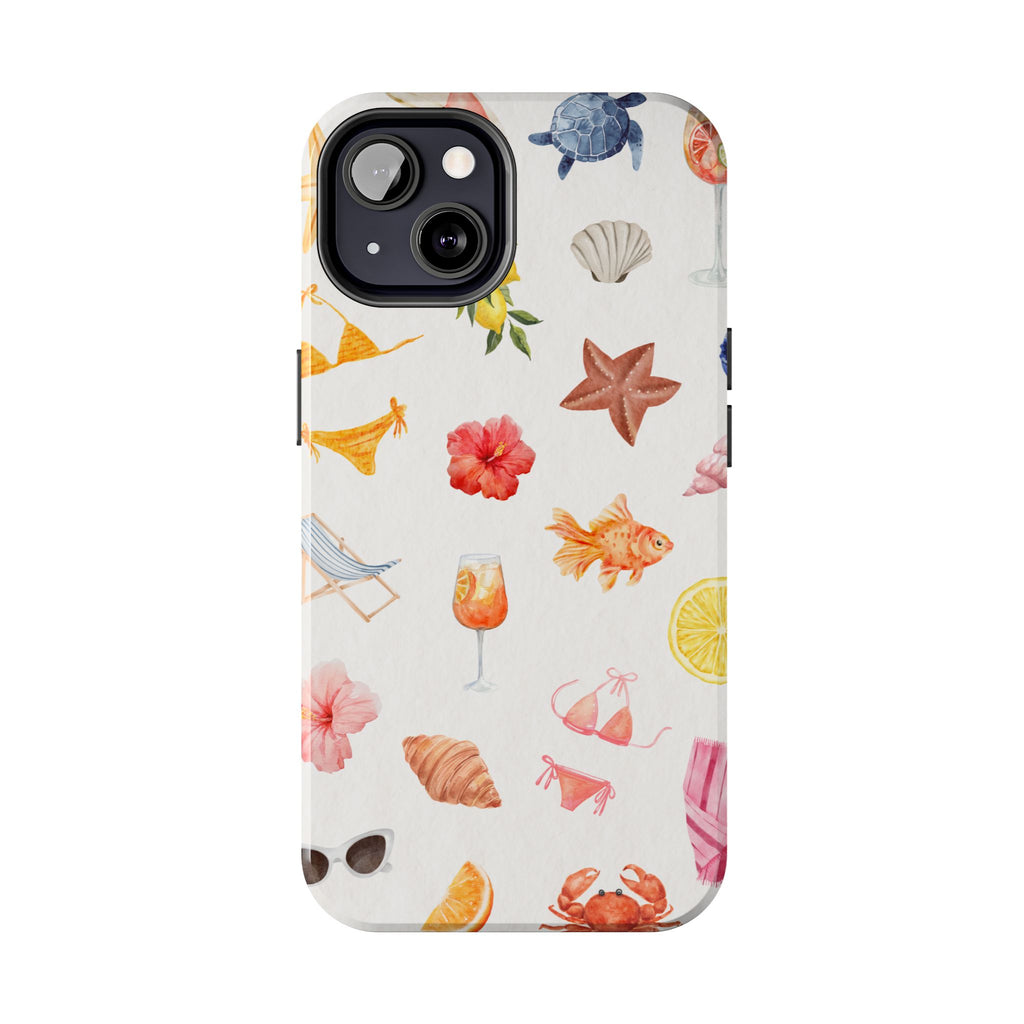 Summer Seashells Pattern Tough Phone Case — Beach Vacation Phone Cover