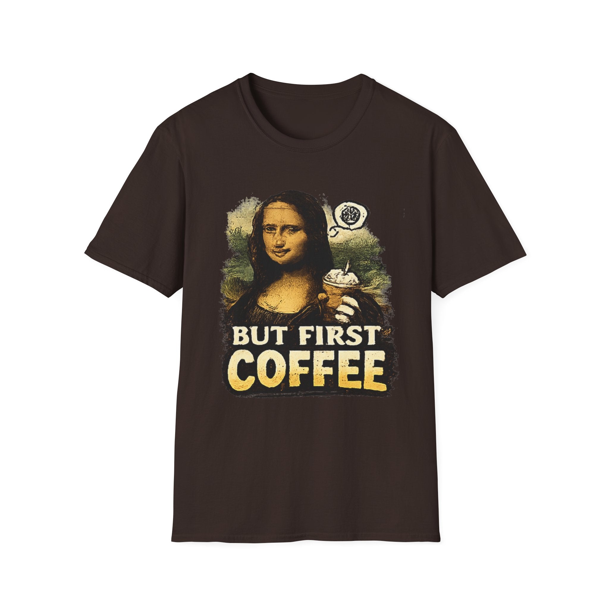 But First Coffee T-Shirt — Mona Lisa Coffee Graphic Tee