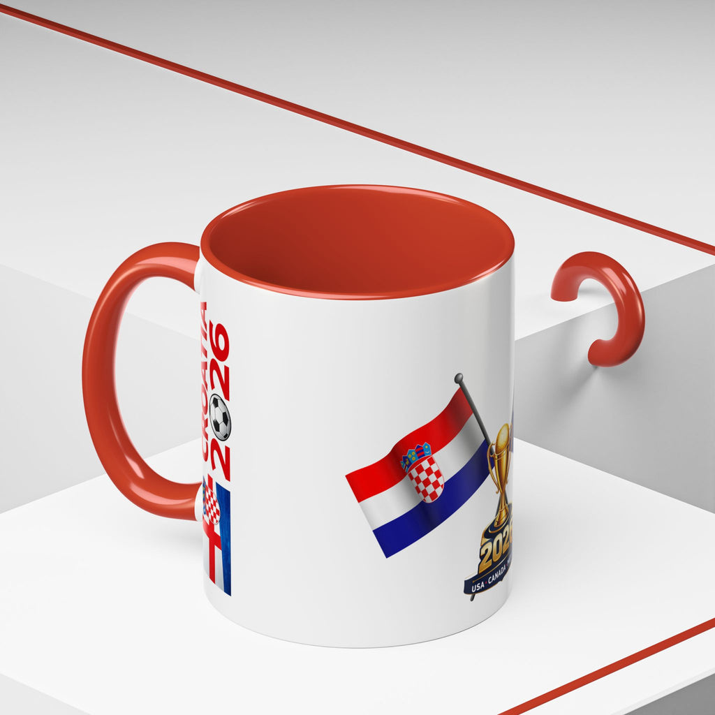 Croatia 2026 Soccer Fan Coffee Mug — Flags & Trophy Cup Design