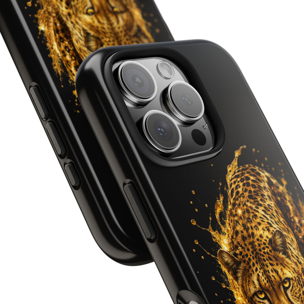 Golden Cheetah Tough Phone Case — Fierce Splash Design, Protective iPhone Cover