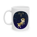 Aries Dreamy Night Cat Ceramic Mug – Starry Moon Cat Illustration (11oz, 15oz)