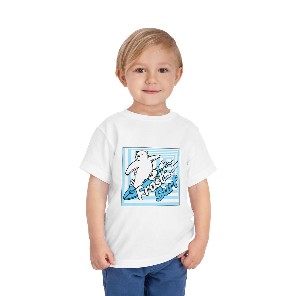Frost Surf Polar Bear Toddler Tee — Cute Surfing Arctic Graphic Shirt