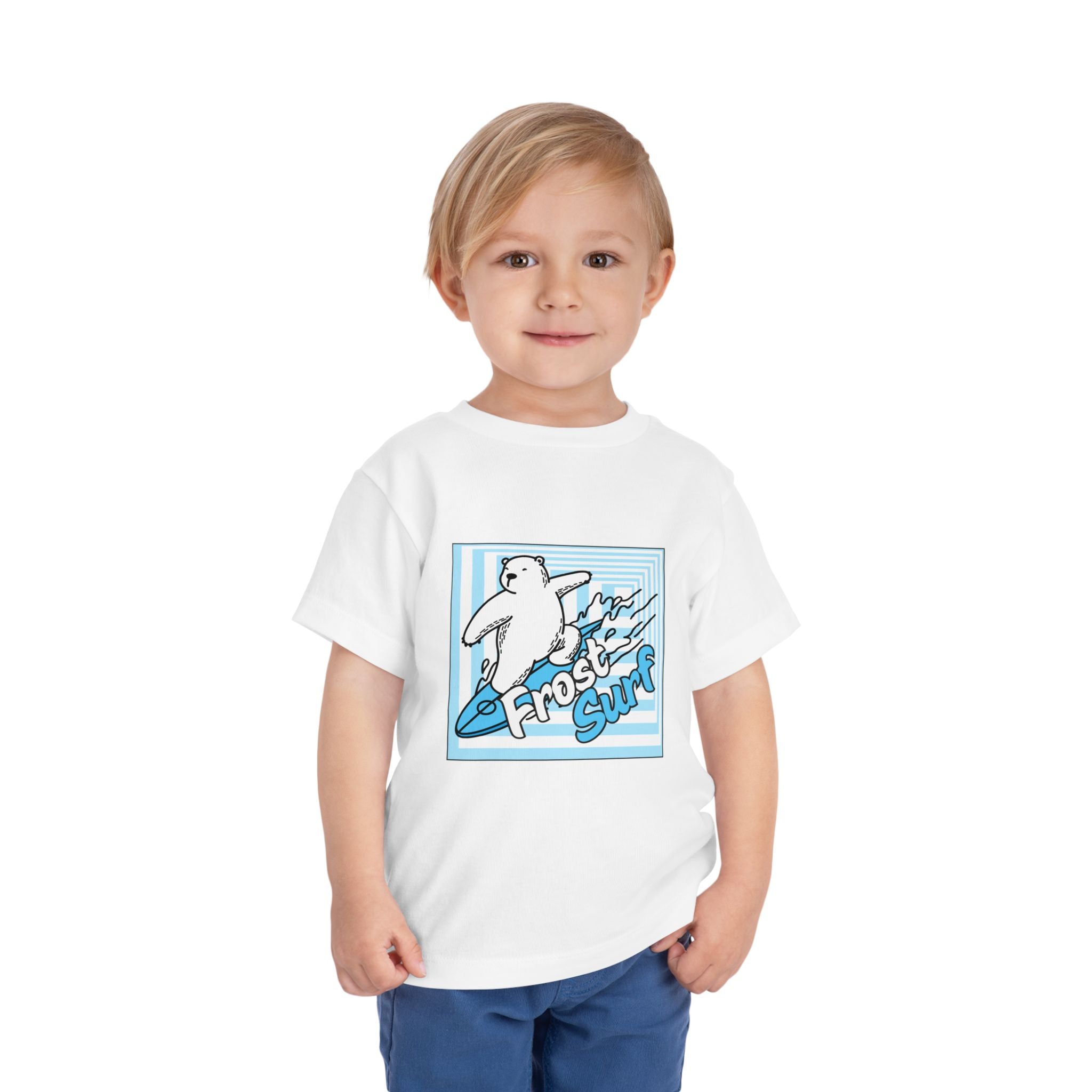 Frost Surf Polar Bear Toddler Tee — Cute Surfing Arctic Graphic Shirt