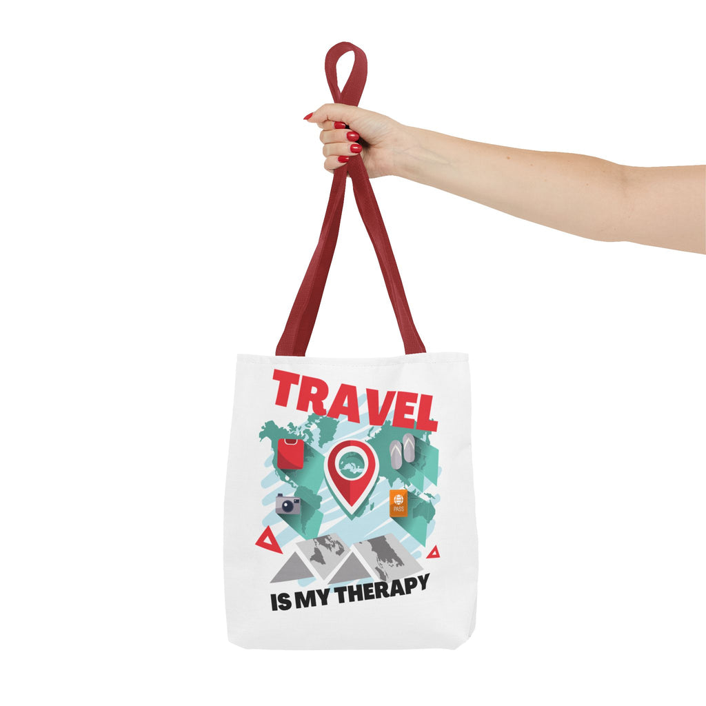 Travel Tote Bag - "Travel Is My Therapy" Canvas Shopper