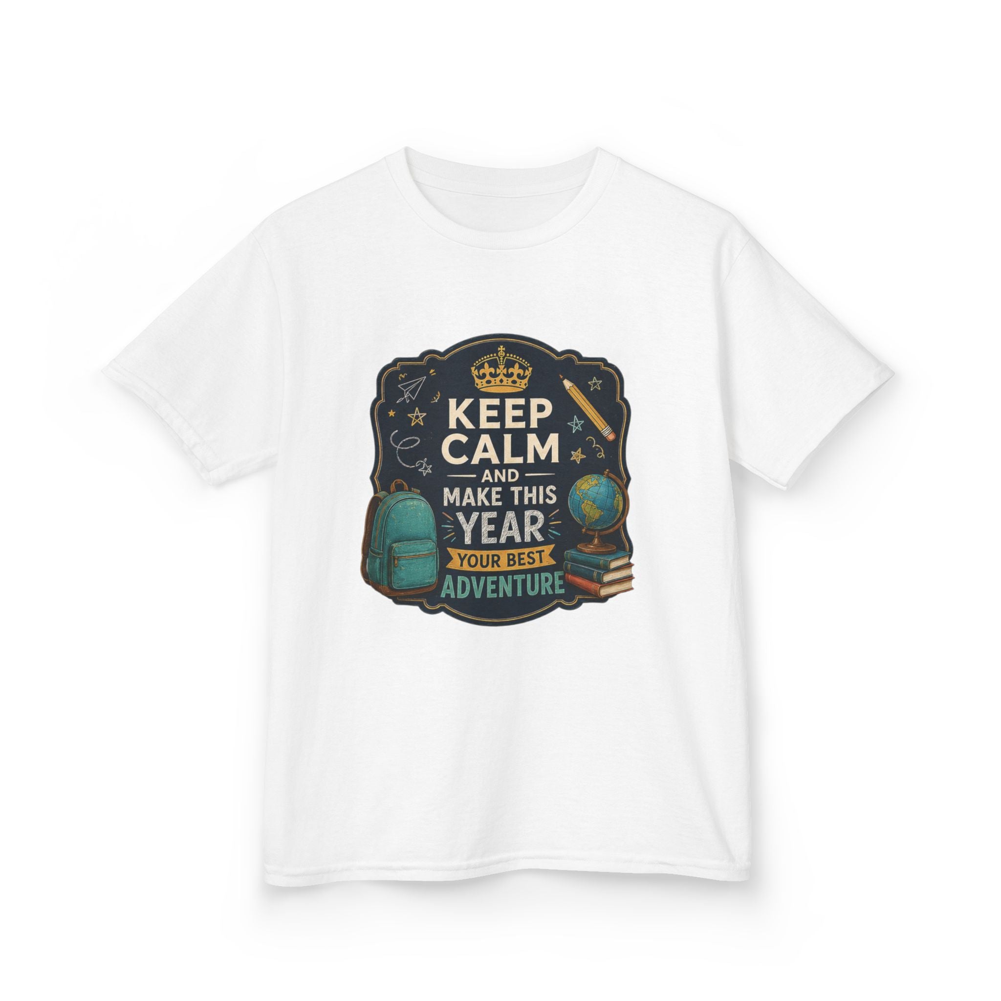 Kids Tee — "Keep Calm and Make This Year Your Best Adventure" Travel Graphic
