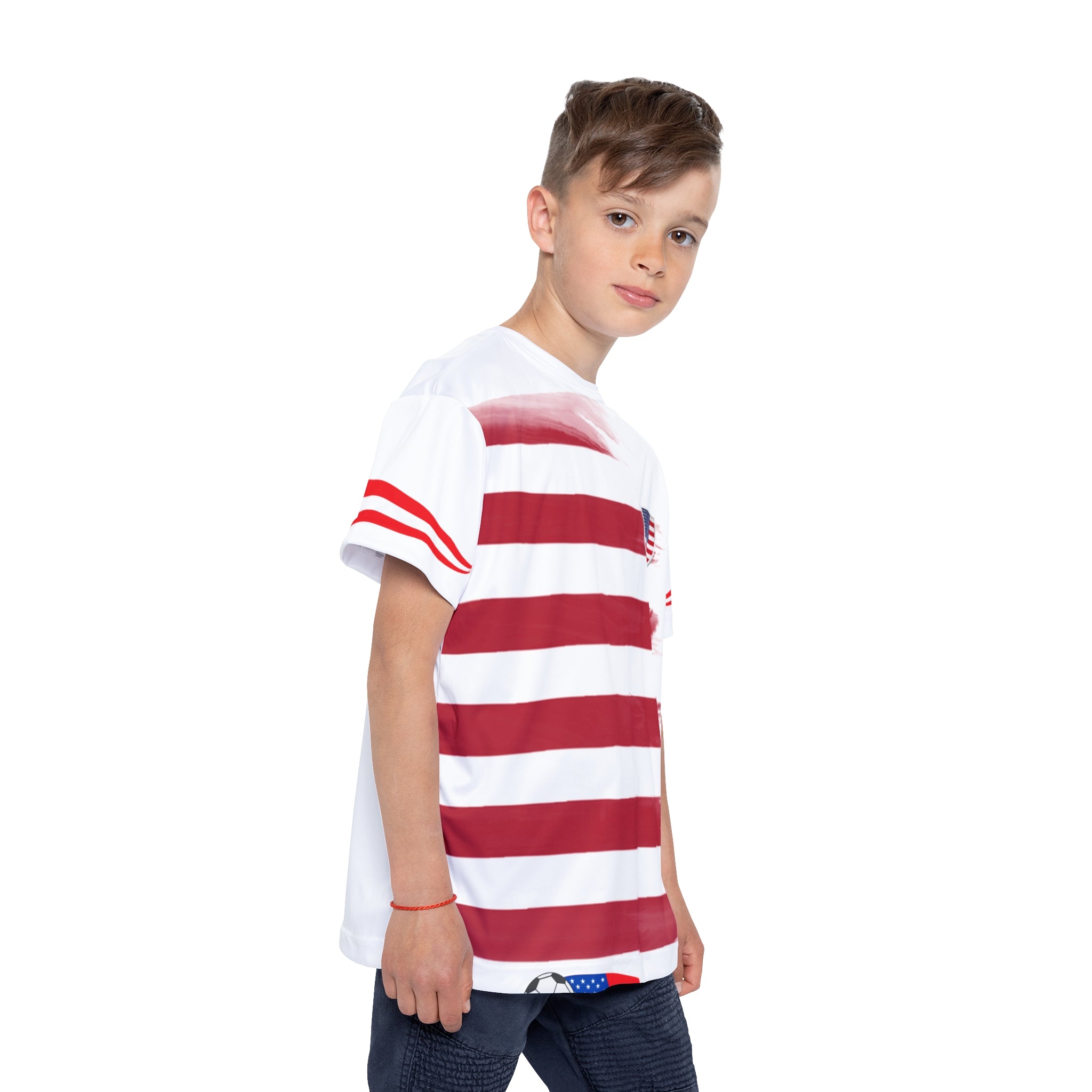 Kids USA Soccer Jersey — Patriotic Eagle & Stripes Youth Sports Shirt