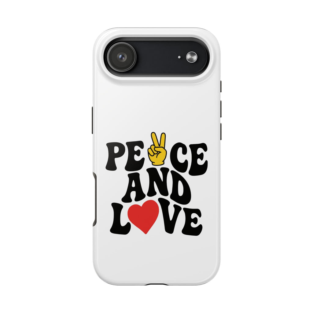 Peace and Love Tough Phone Case — Retro Peace Sign & Heart Protective Cover