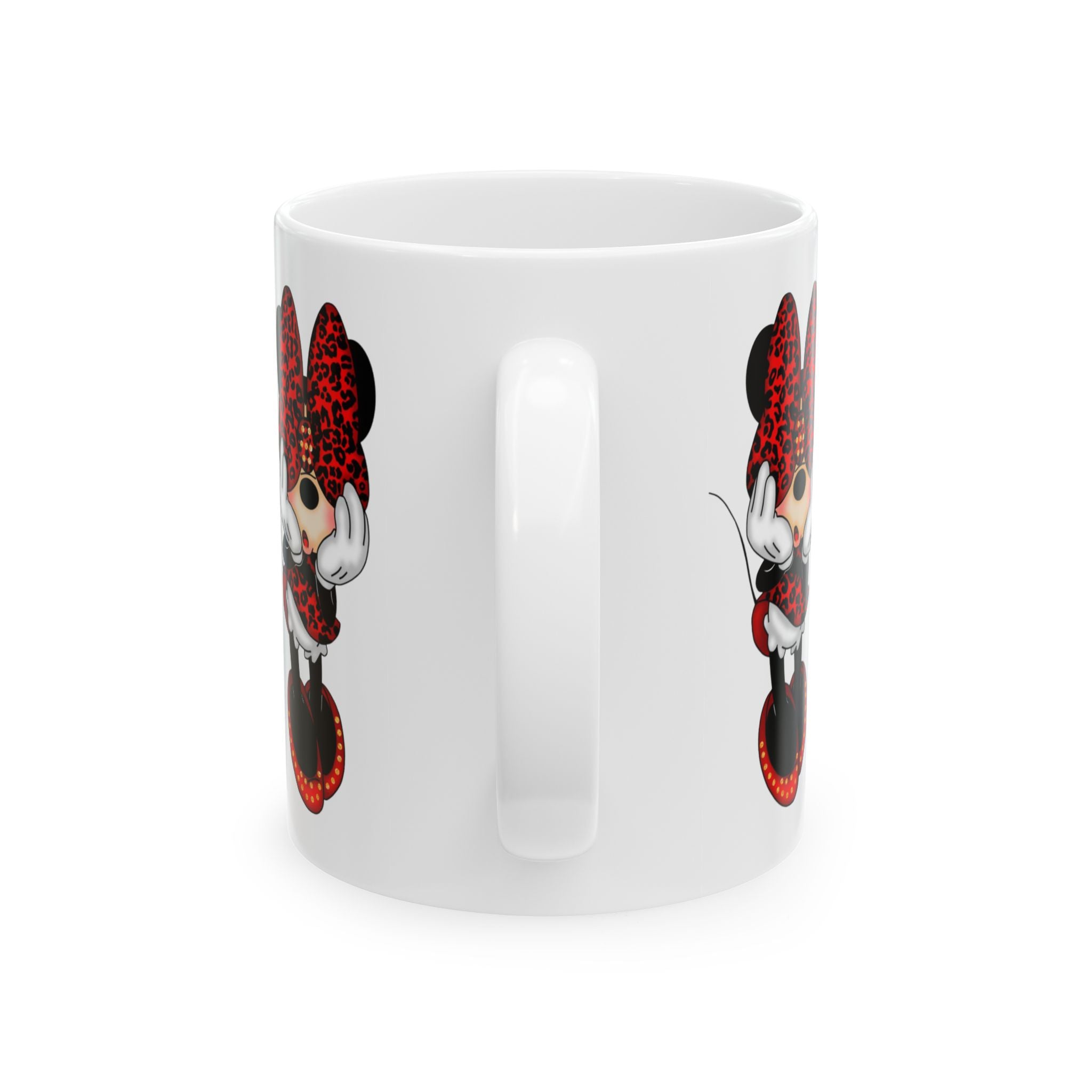 Minnie Mouse Ceramic Mug — Cute Red Polka Dot Bow Coffee Cup (11oz)