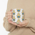 Evil Eye Hamsa Ceramic Mug — Protective Symbol Pattern (11oz & 15oz)