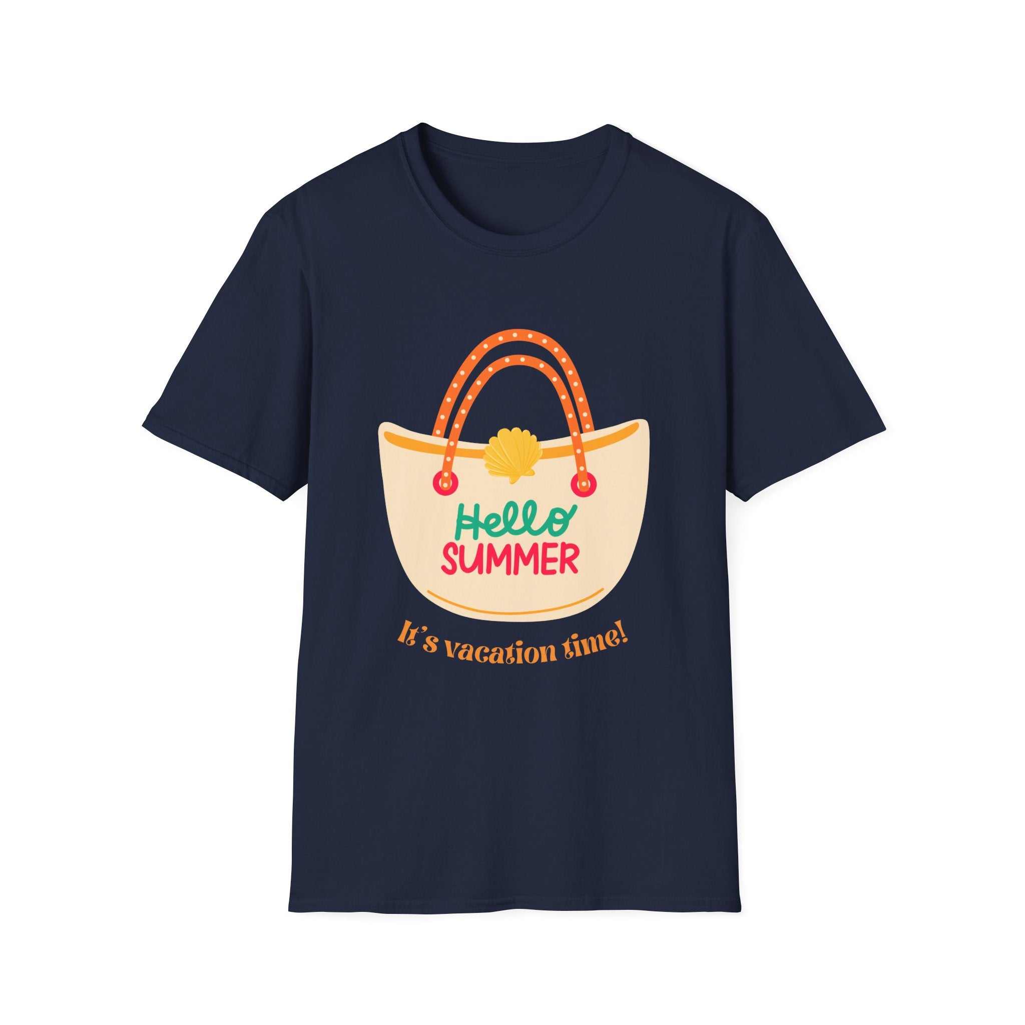 Hello Summer Tote Graphic T-Shirt — "Hello Summer, It’s Vacation Time!"
