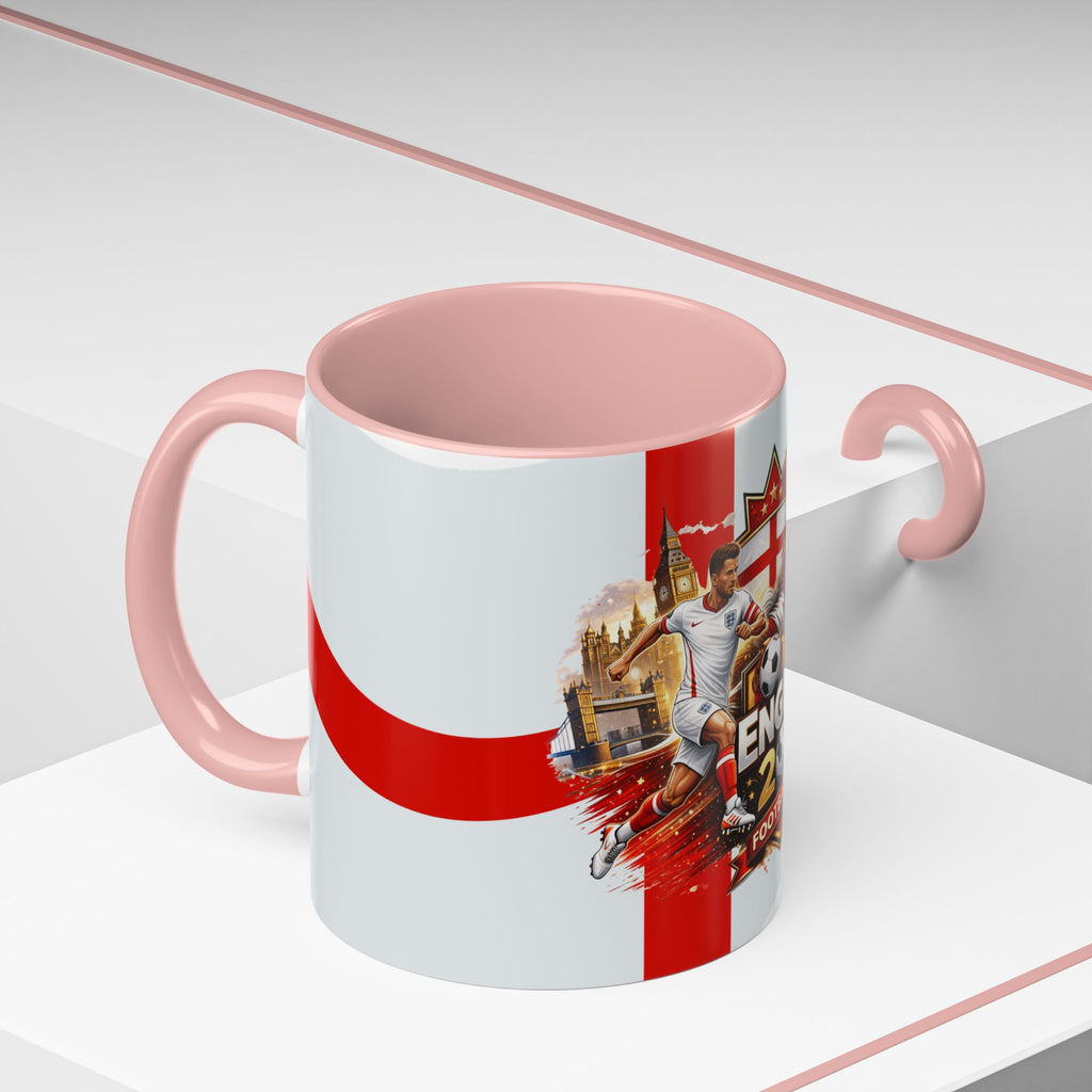 England 2026 Football Cup Accent Mug — Lion & St. George Soccer Coffee Cup (11/15oz)