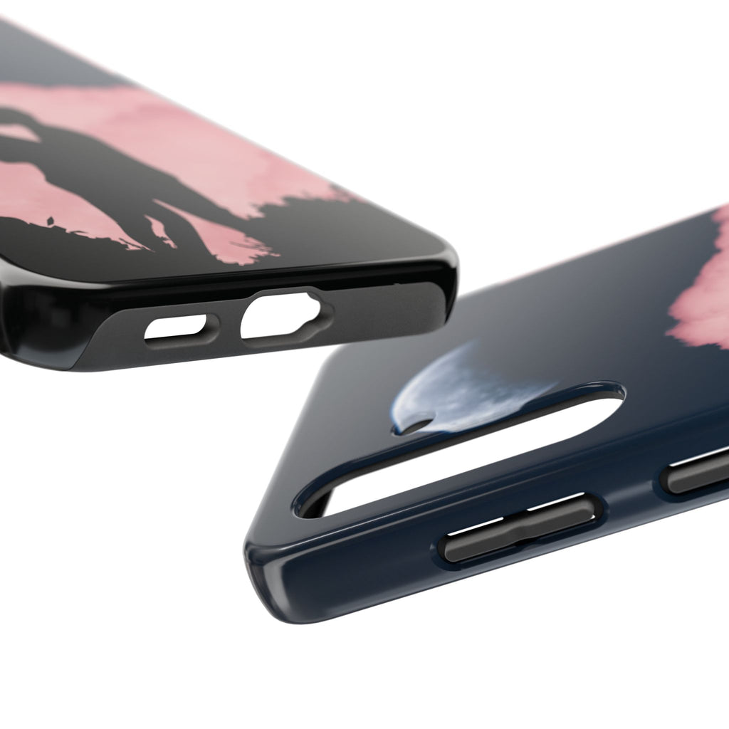 Tough Phone Case — Romantic Couple Silhouette with Moon & Pink Cloud