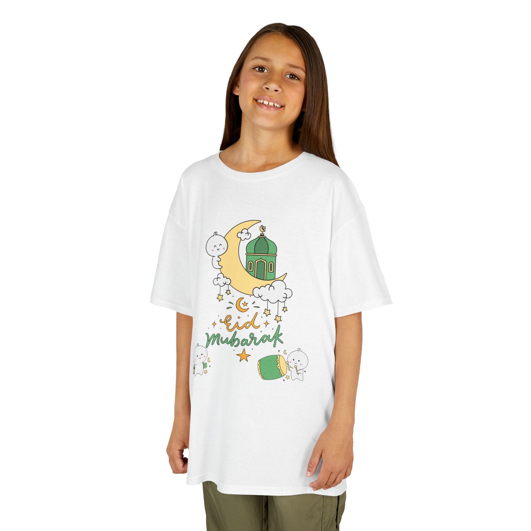 Kids Eid Mubarak Tee — Cute Crescent Moon & Mosque Ramadan Shirt
