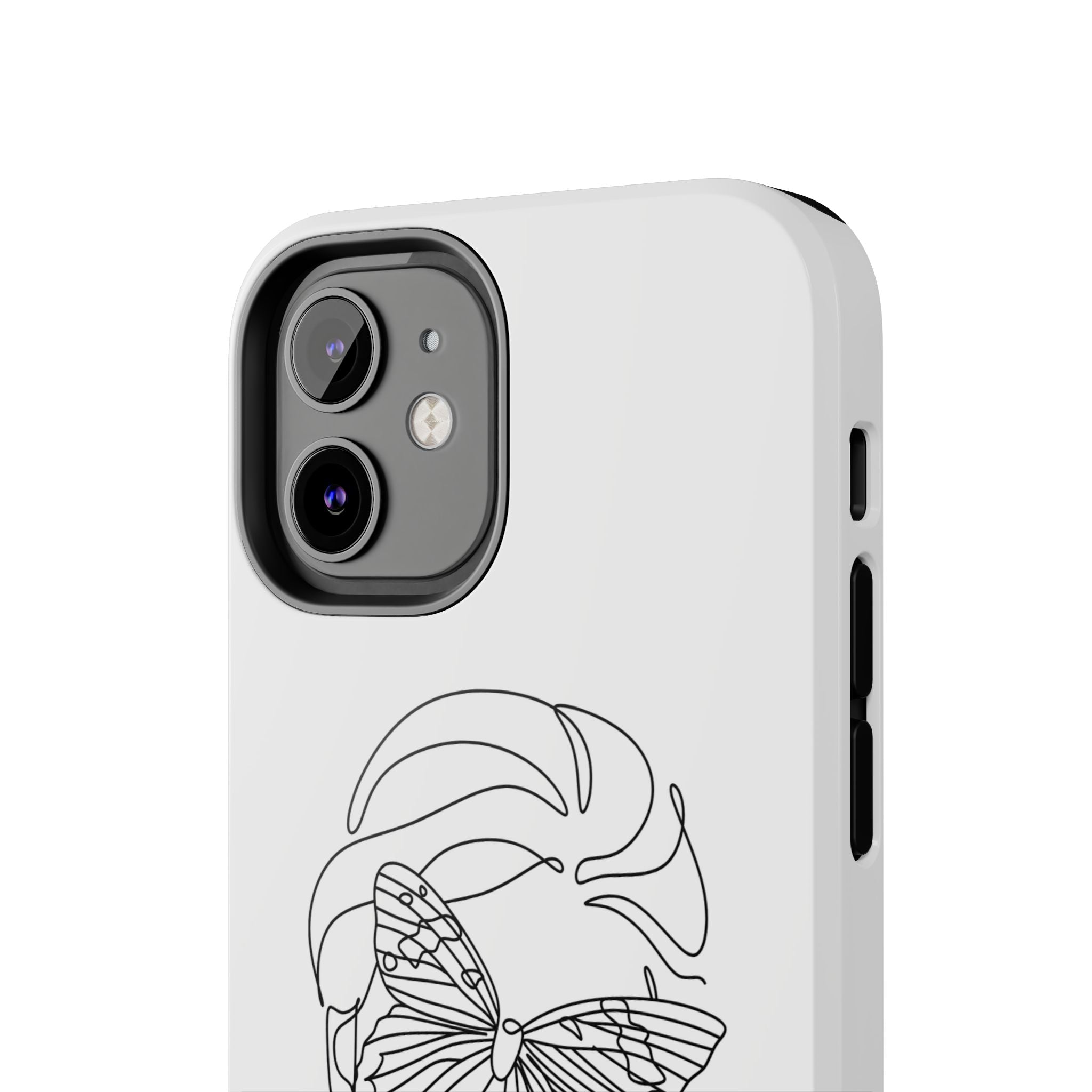 Butterfly Line Art Tough Phone Case — Minimalist Woman Face Design