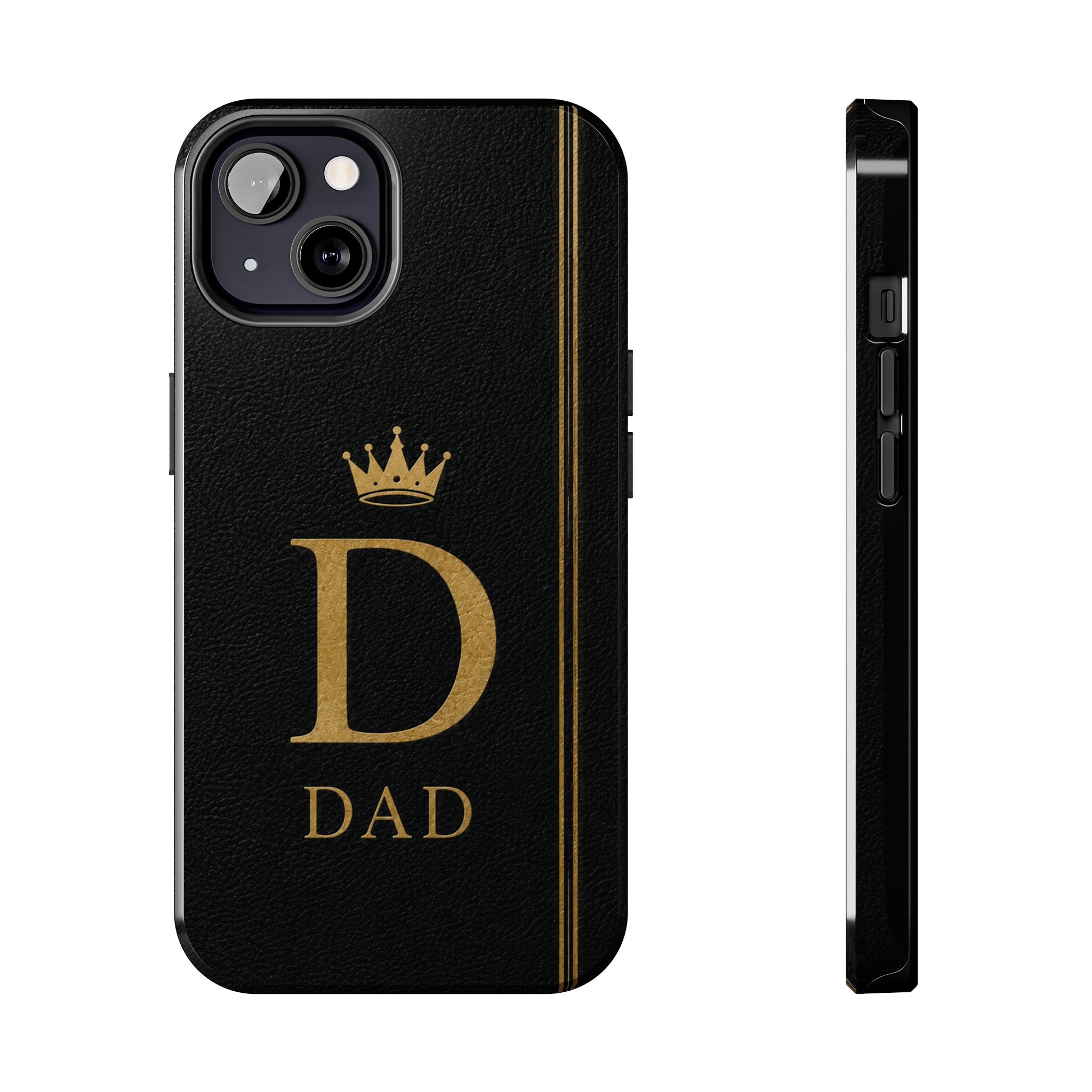 Dad Monogram Tough Phone Case — Black Gold Crown Initial