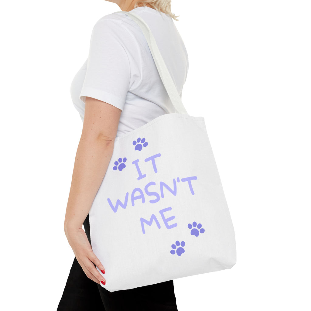Cat Paw Print Tote — "It Wasn't Me" Funny Cat Tote Bag