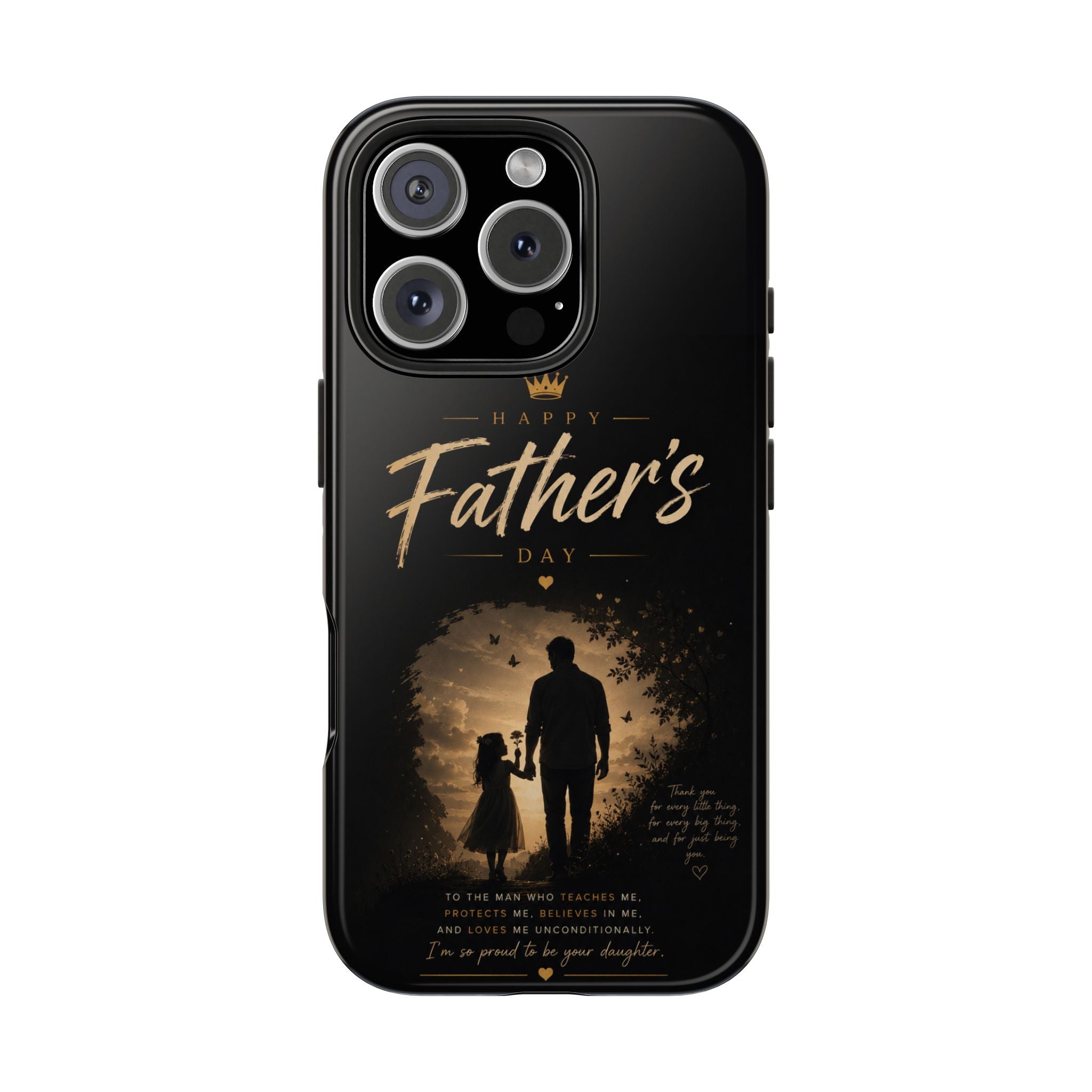 Father's Day Tough Phone Case — 'Happy Father's Day' Silhouette Design