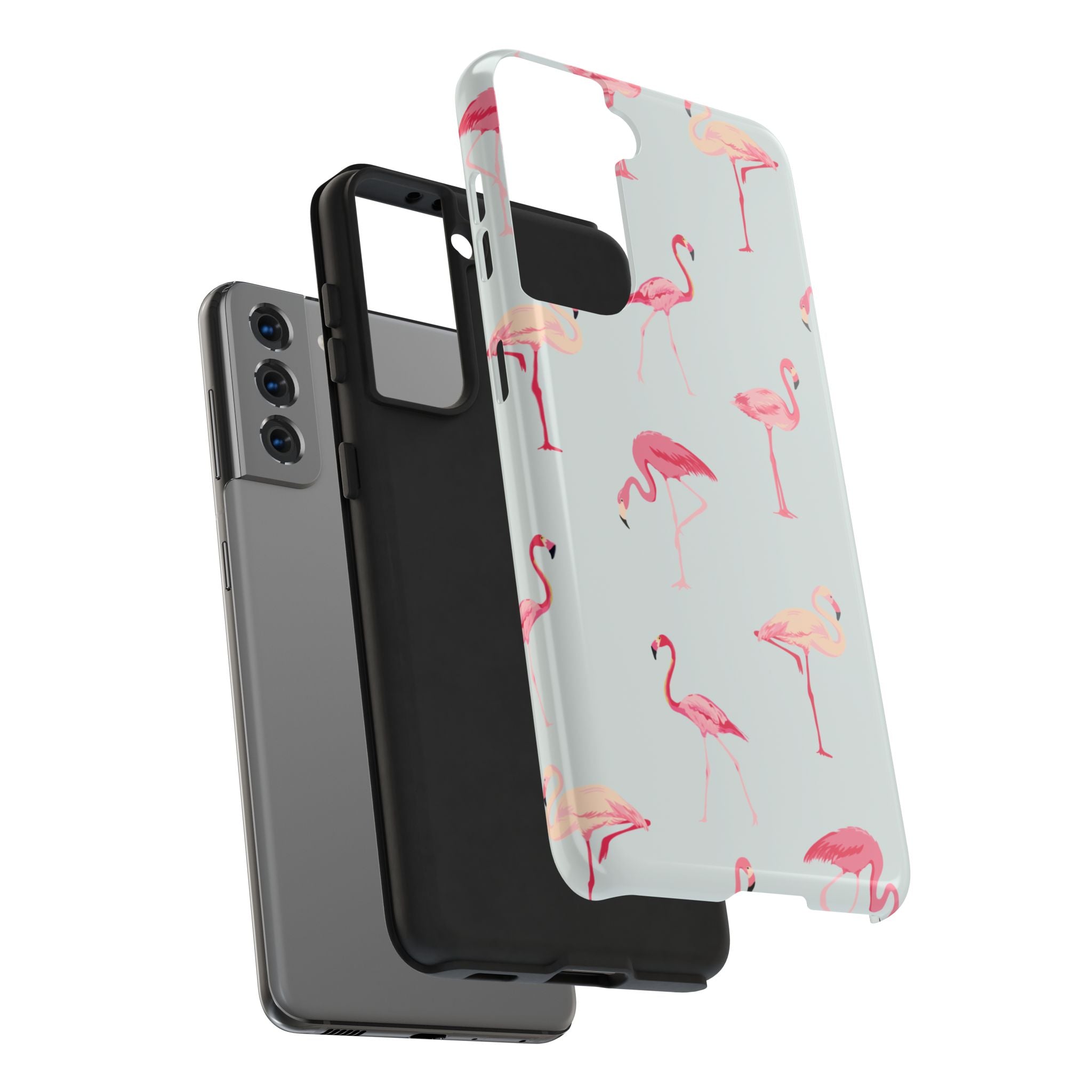 Flamingo Pattern Tough Phone Case — Cute Pink Birds Protective Phone Cover