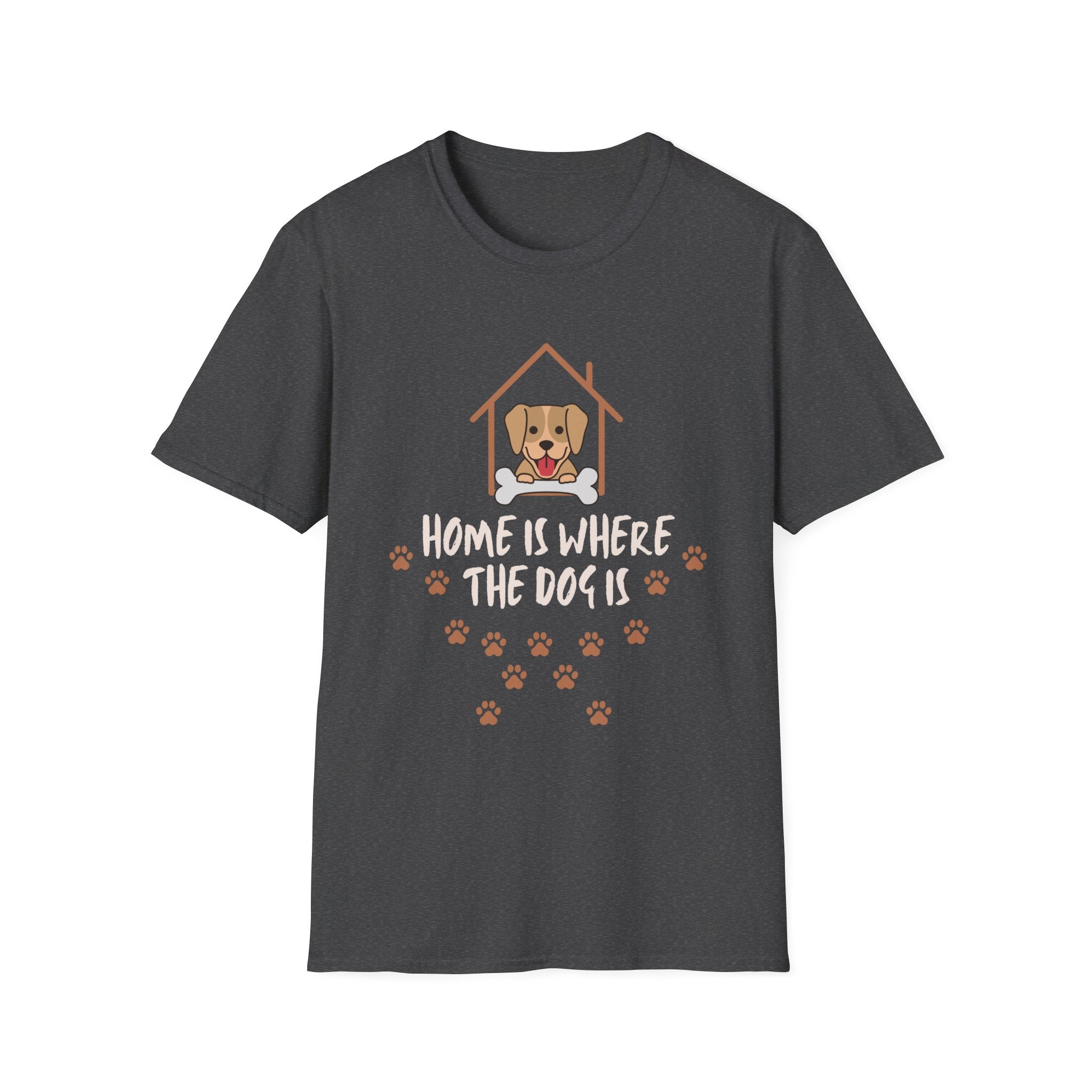 Dog Lover T-Shirt — "Home Is Where The Dog Is" Paw Print Tee