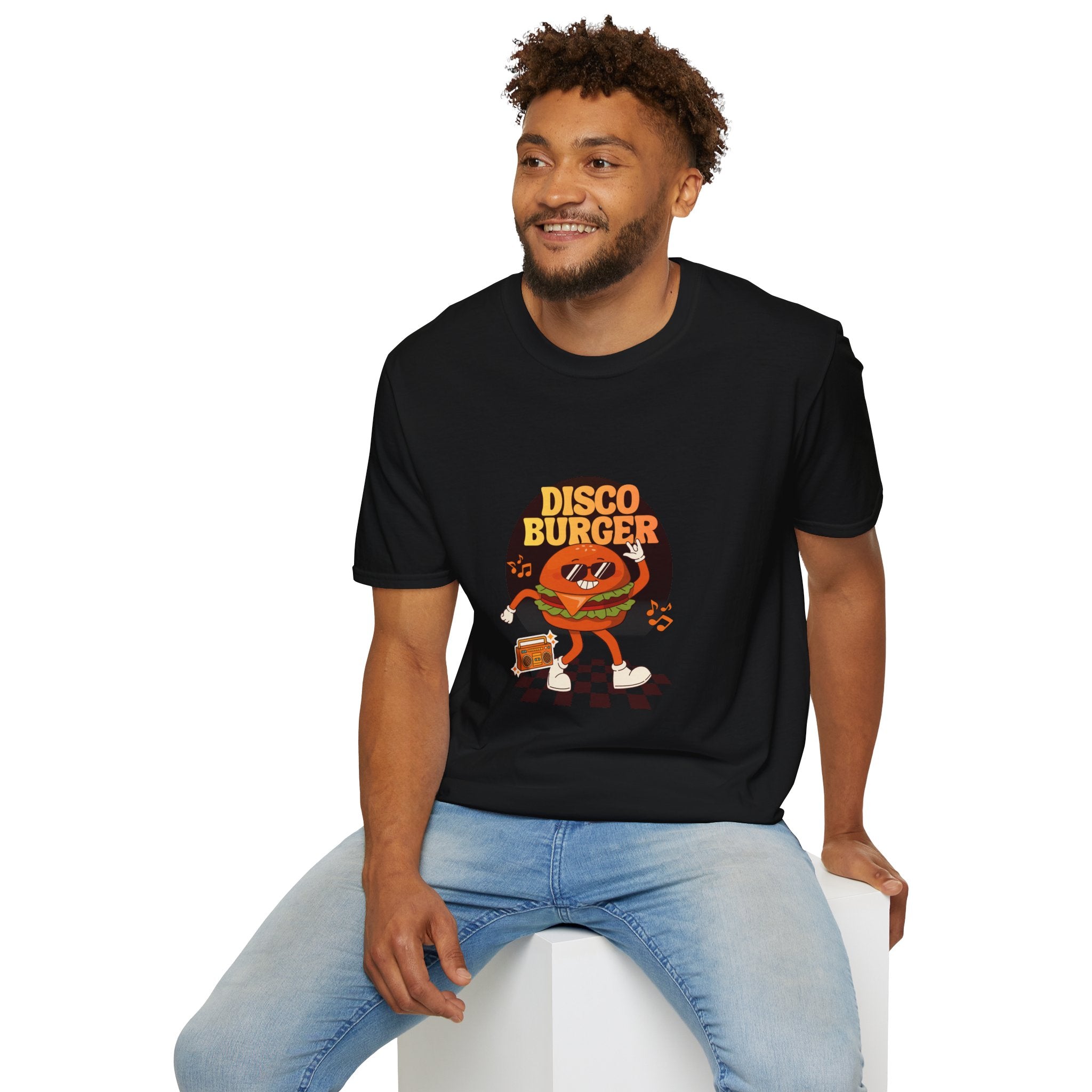 Disco Burger T-Shirt — Retro Dancing Burger Graphic Tee