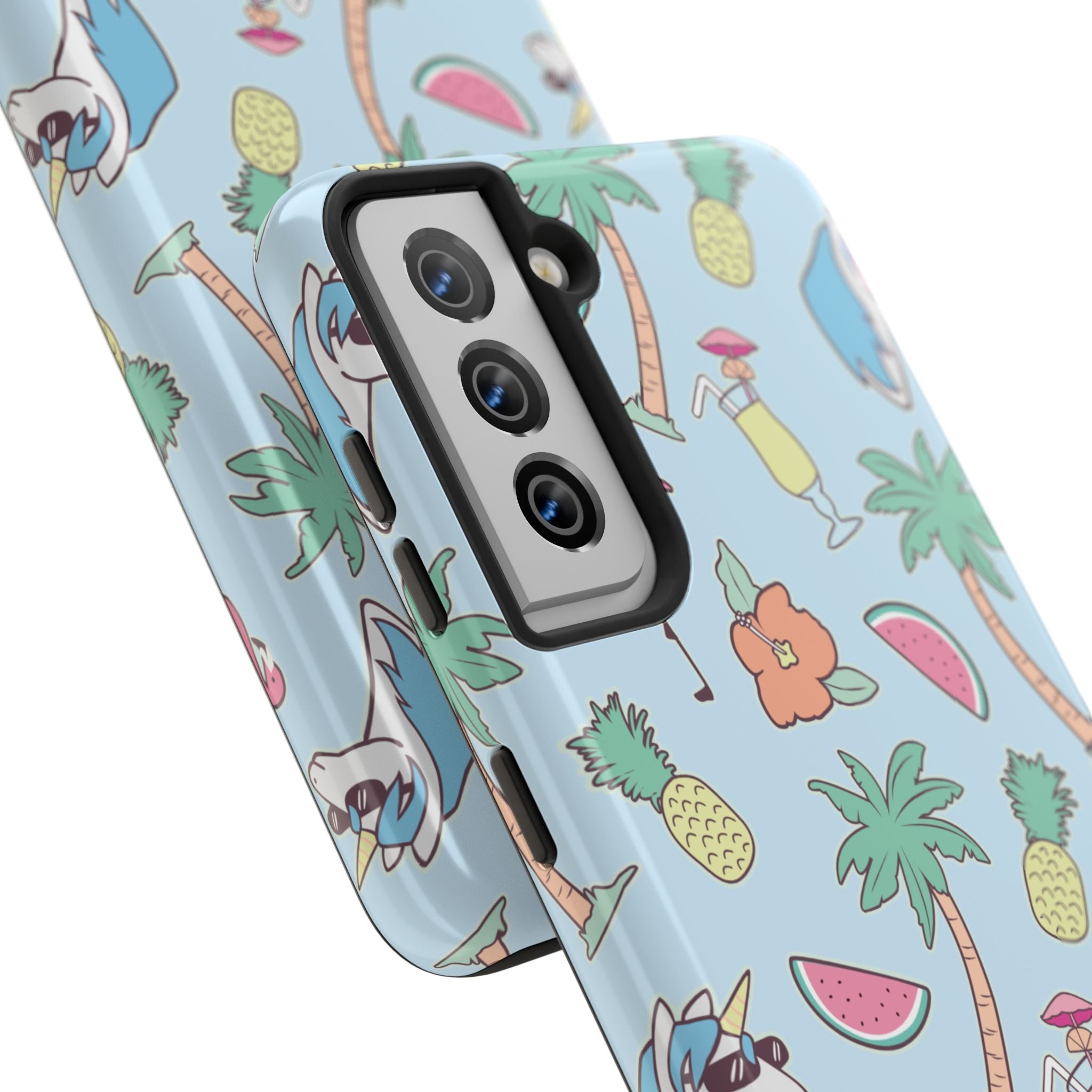 Tropical Summer Tough Phone Case — Pineapple, Flamingo & Palm Pattern
