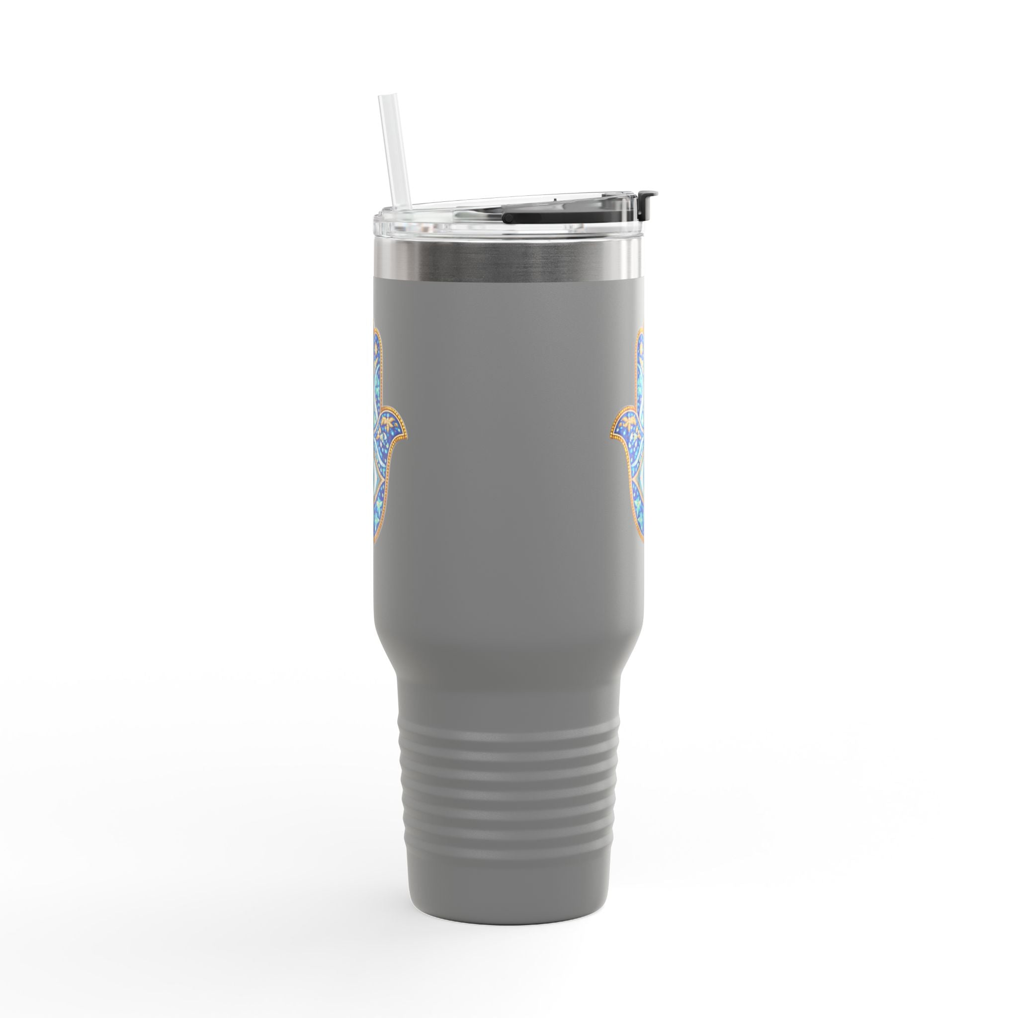 Hamsa Hand 40oz Insulated Travel Mug — Blue Evil Eye Tumbler