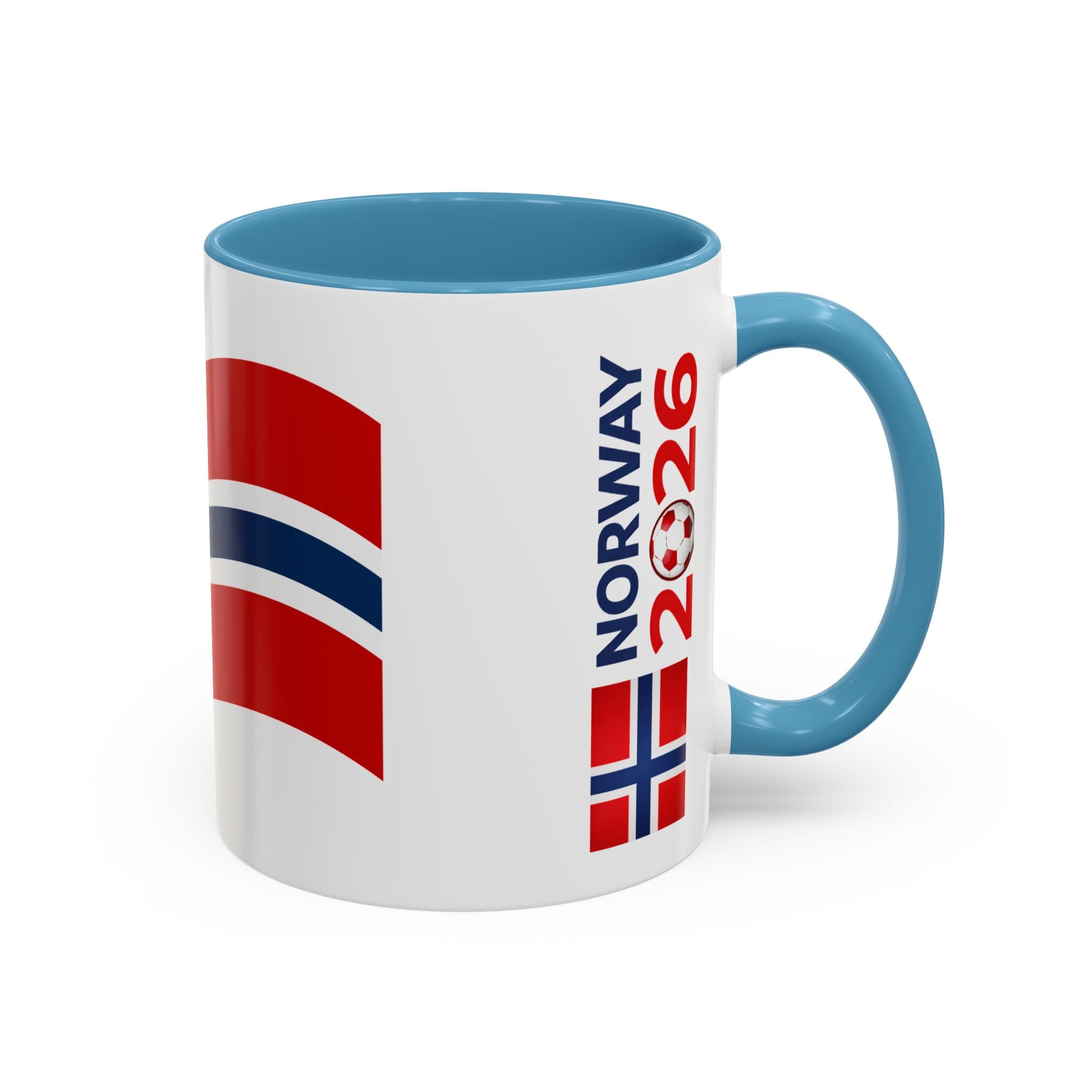 Norway Flag Accent Coffee Mug – Norway 2026 Soccer Fan Ceramic Mug (11/15oz)