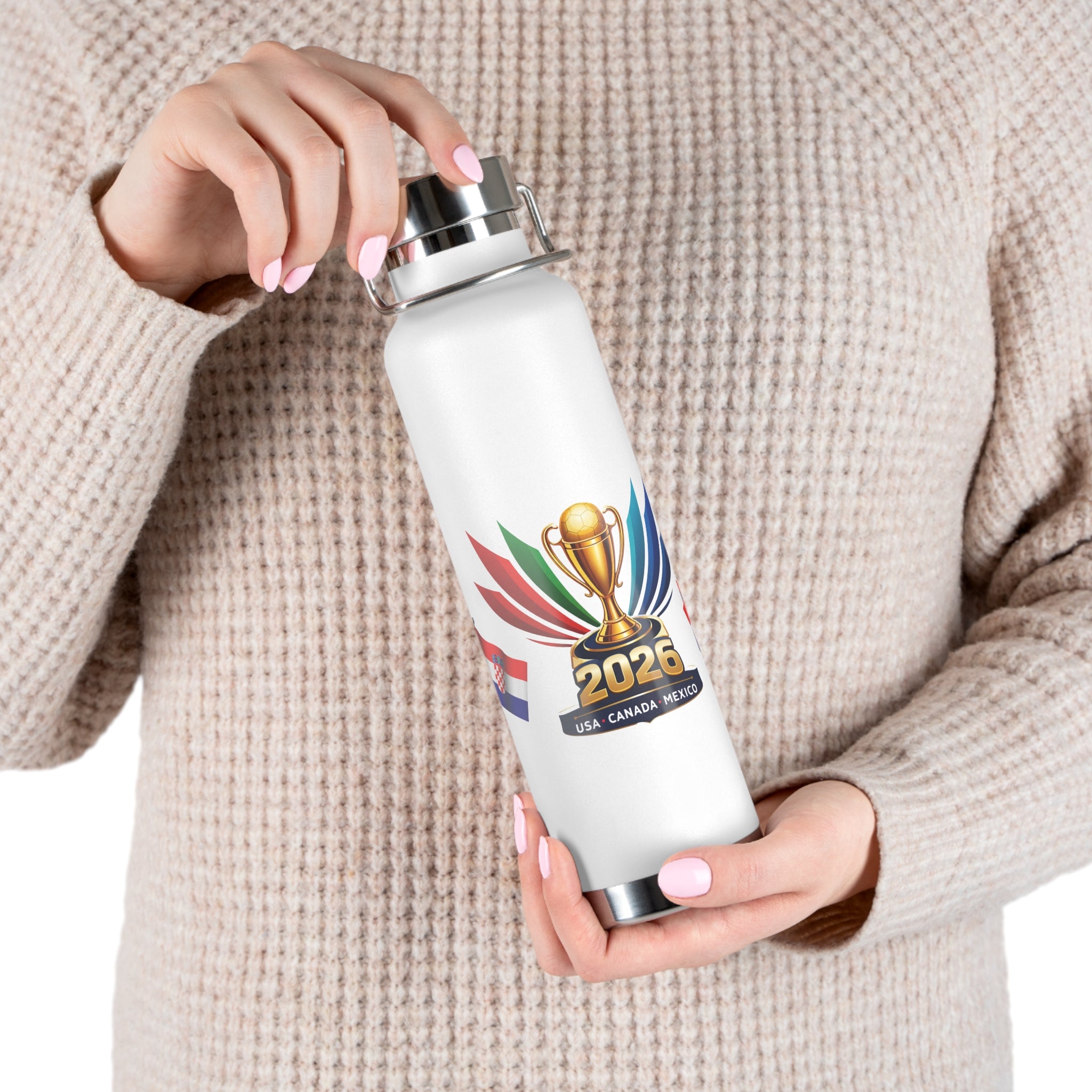 Croatia 2026 Soccer Tournament Stainless Bottle – USA Canada Mexico Championship Cup Design, 22oz Vacuum Insulated