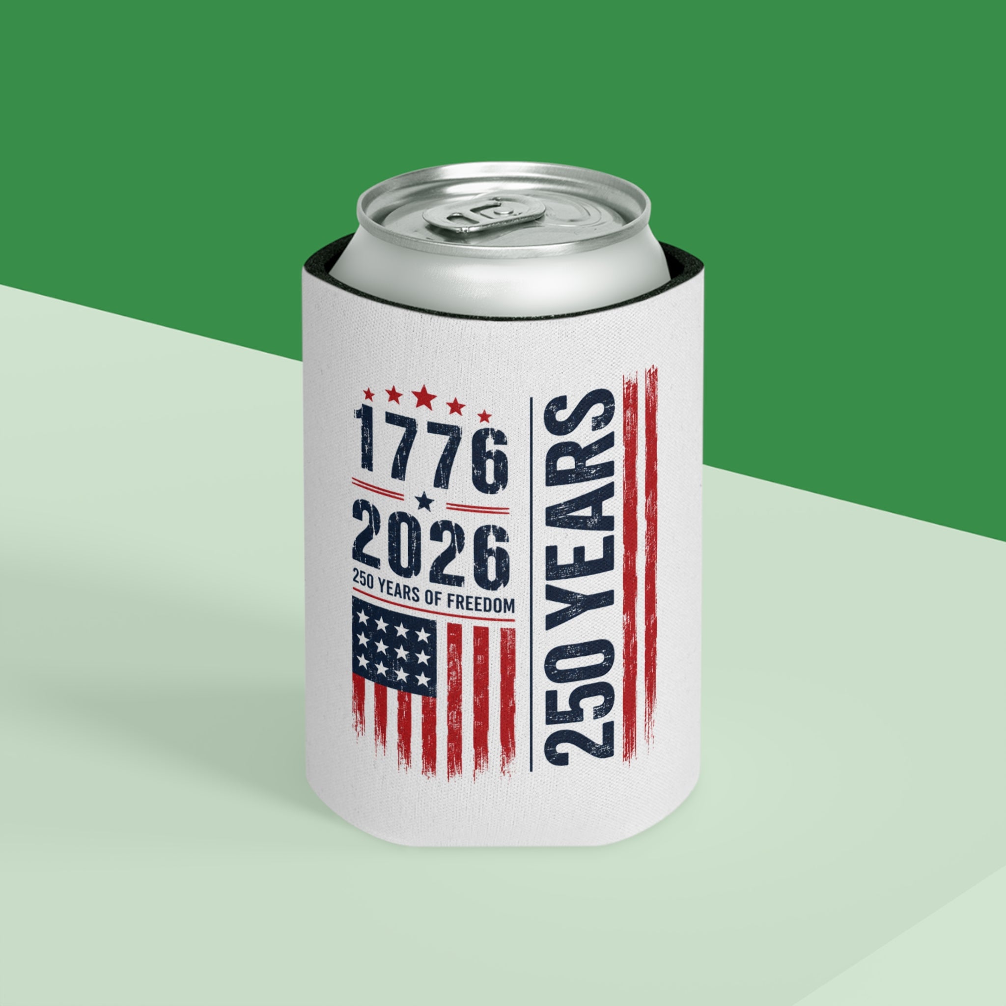 250 Years Patriotic Can Cooler – 1776–2026 USA Flag Anniversary