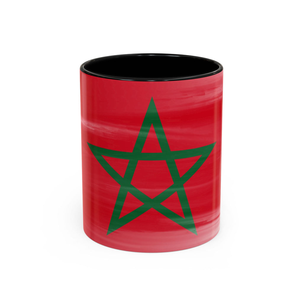 Morocco Flag Accent Coffee Mug — Red & Green Moroccan Star Design (11/15oz)