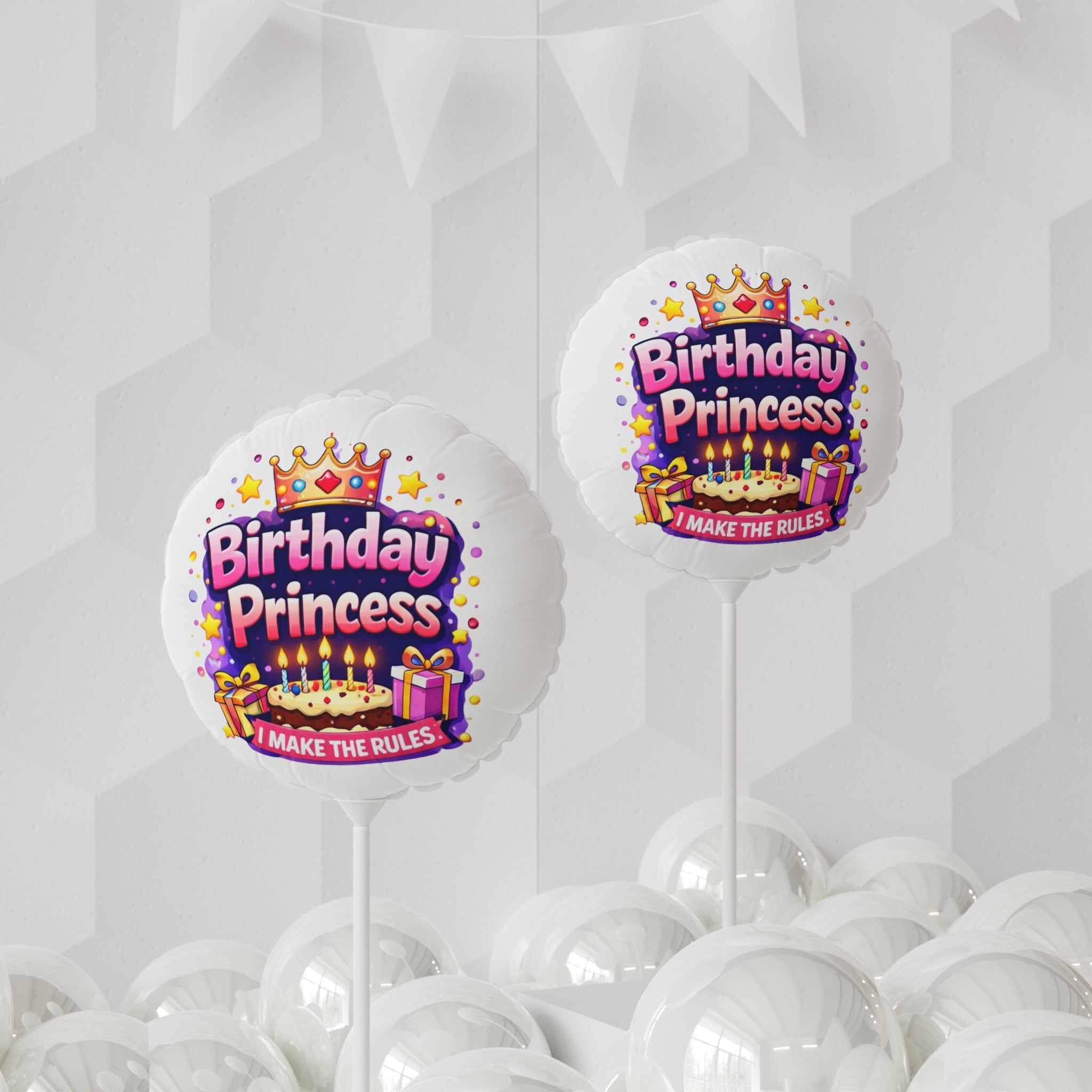 Birthday Princess 11" Foil Balloon — "I Make The Rules" Round or Heart-Shaped Party Balloon