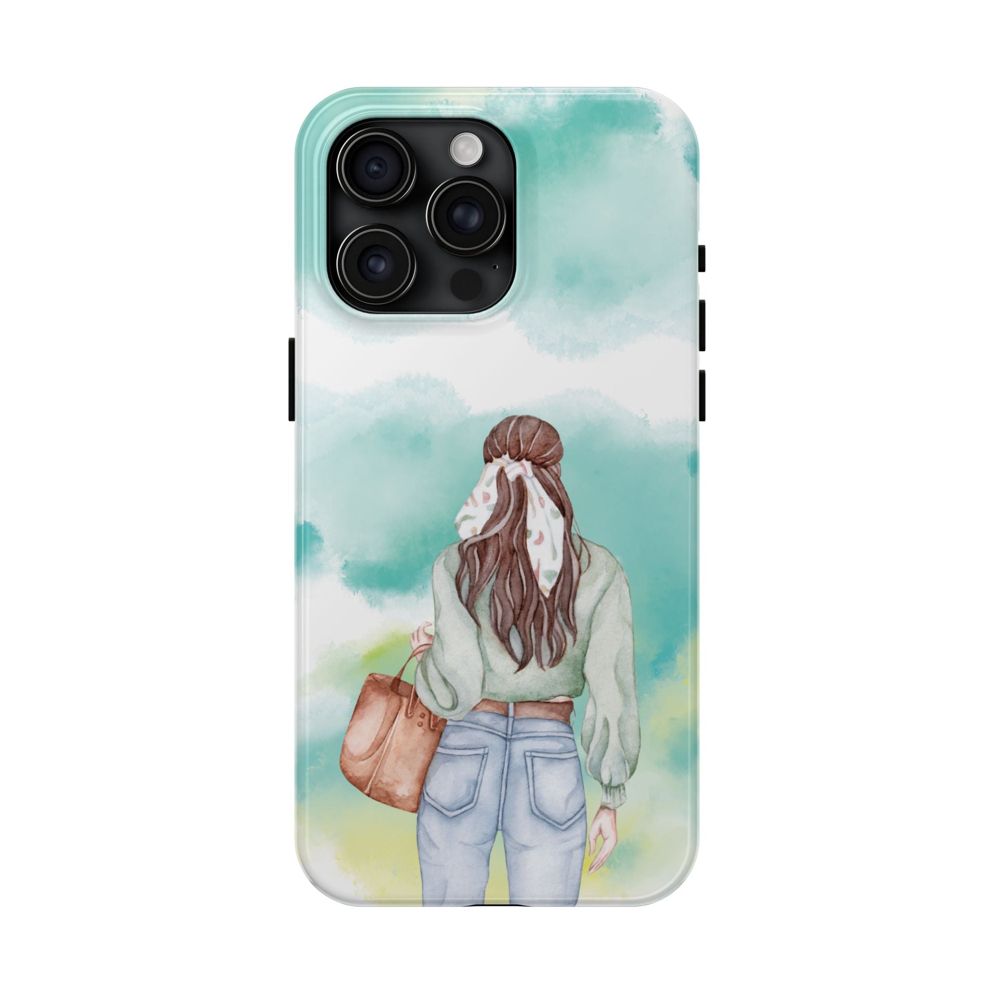 Watercolor Girl Tough Phone Case — Trendy Pastel Back-to-School Protective Cover